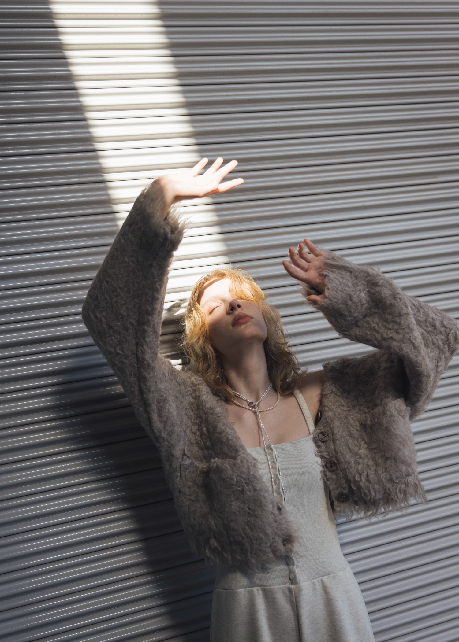 brushed lightly reversible knit cardigan