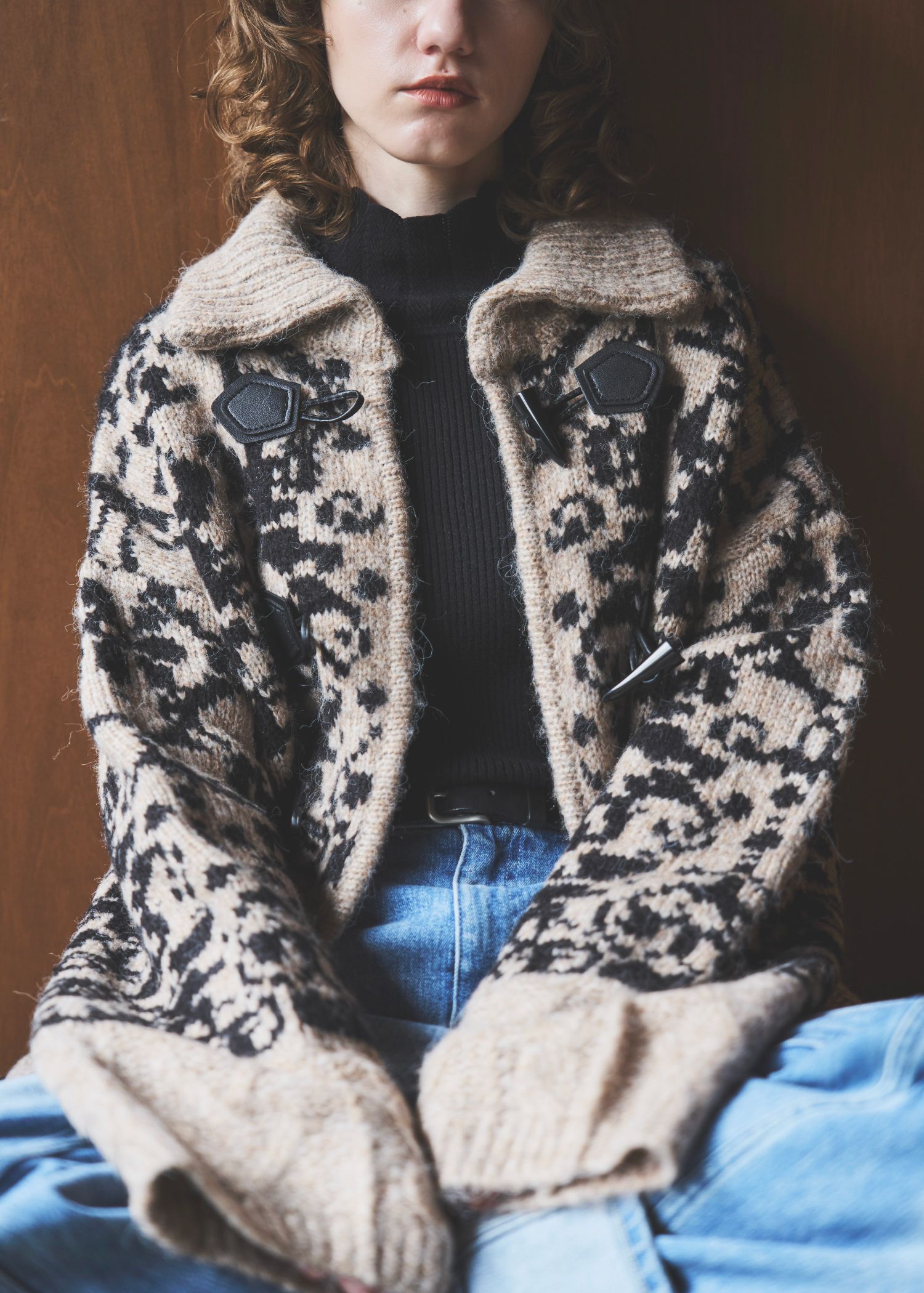 jacquard & cable placement  toggle knit