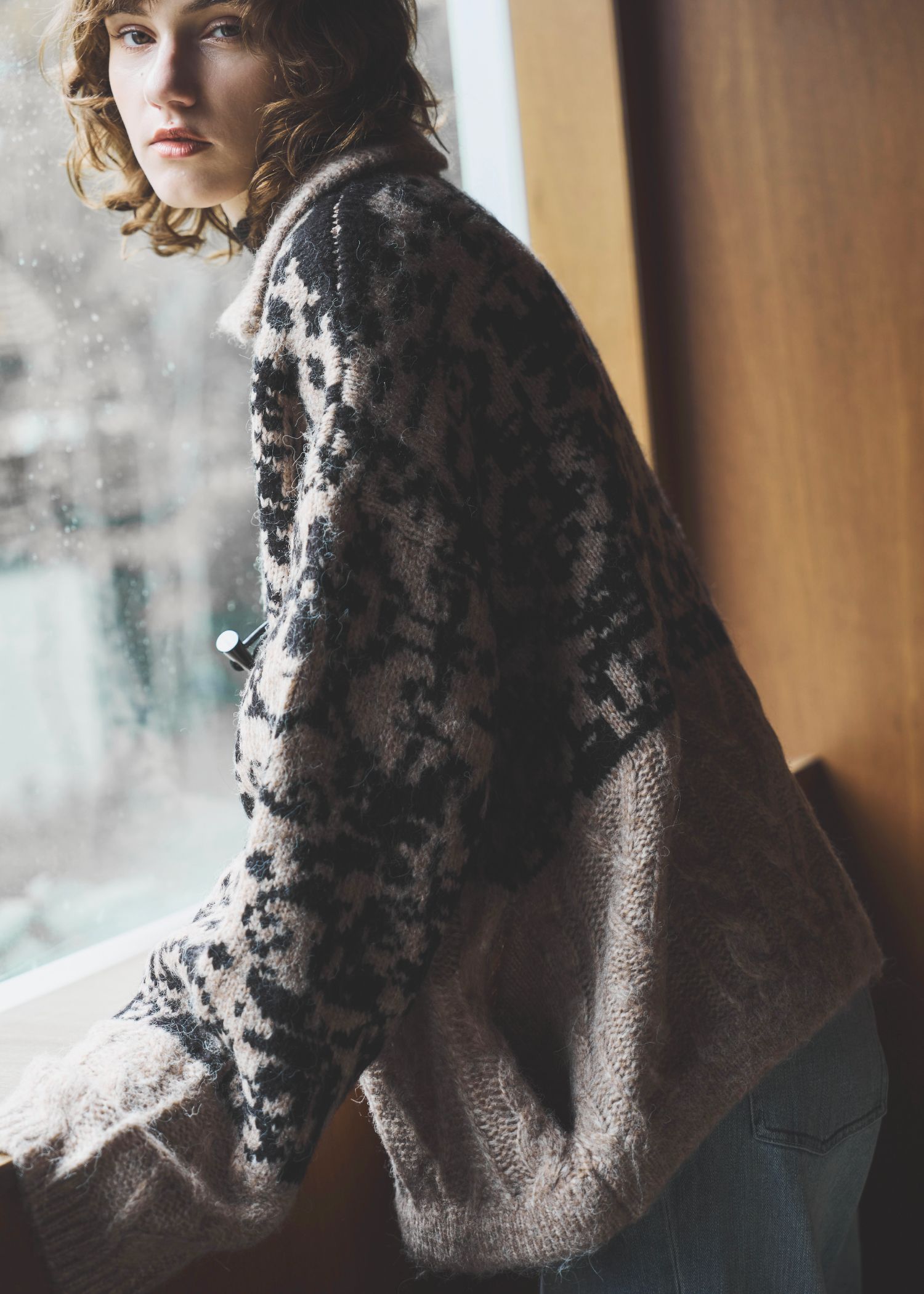 jacquard & cable placement  toggle knit