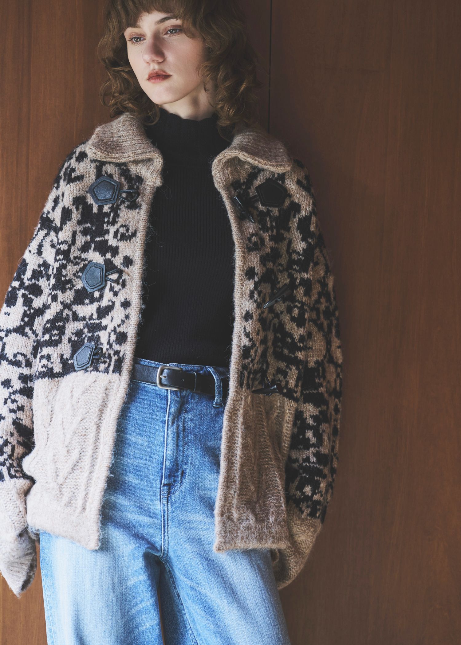 jacquard & cable placement  toggle knit