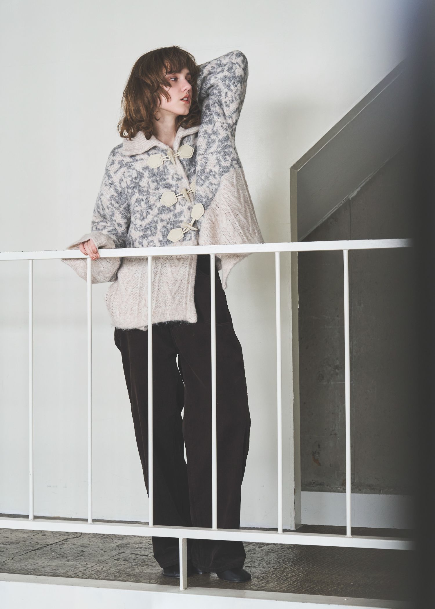 jacquard & cable placement  toggle knit