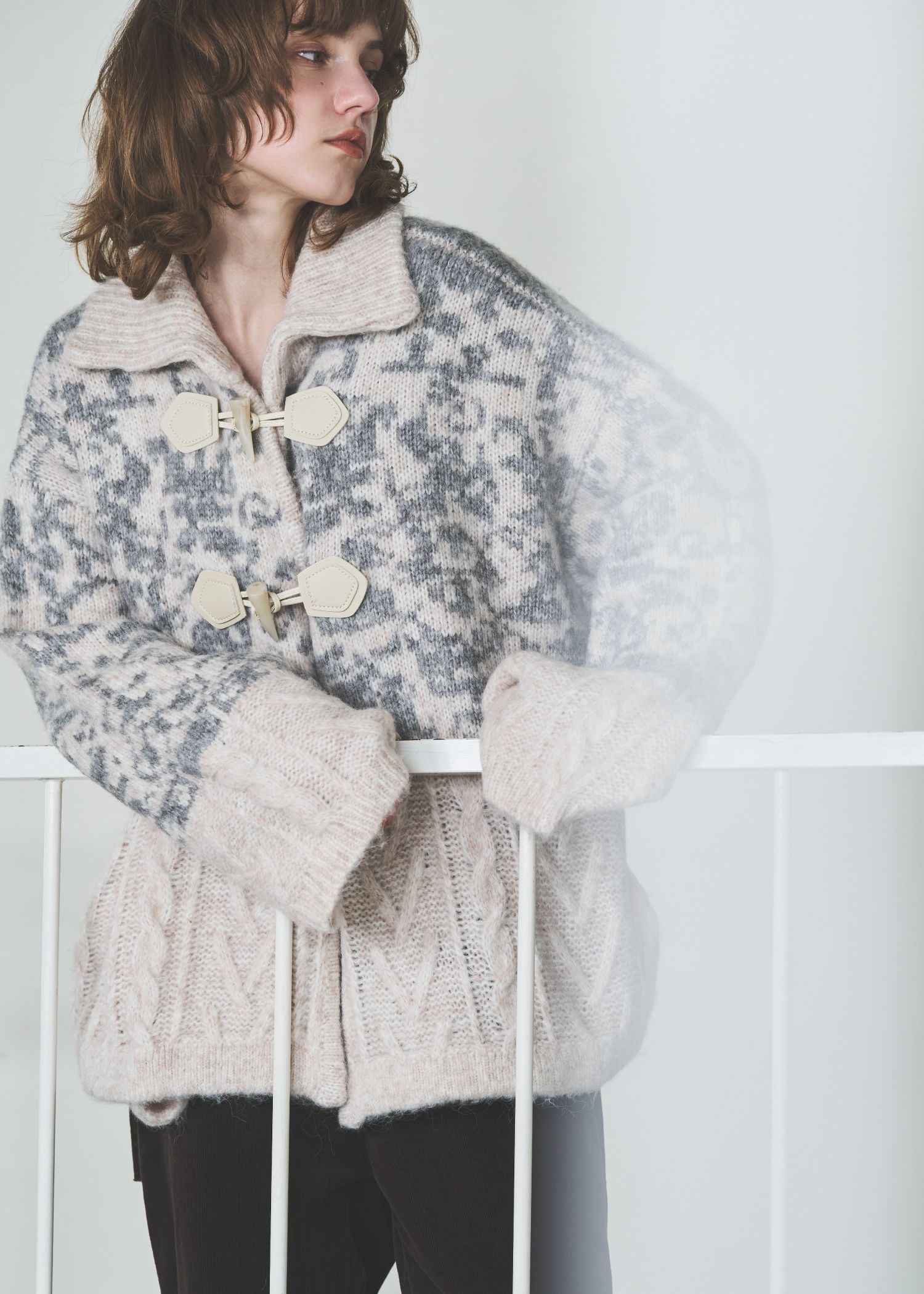 jacquard & cable placement  toggle knit