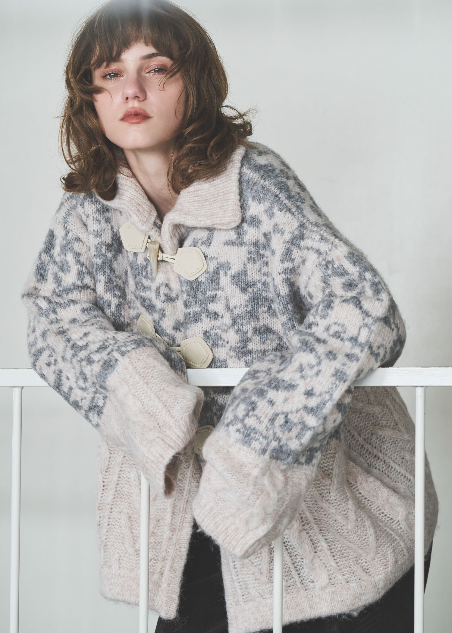 jacquard & cable placement  toggle knit