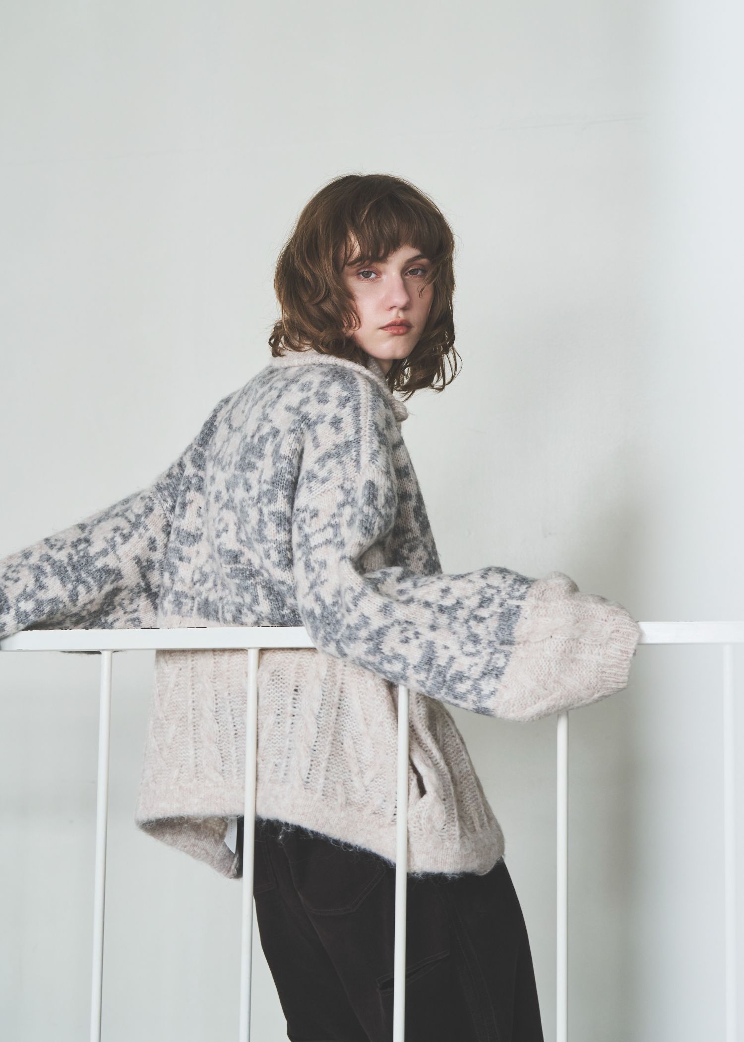 jacquard & cable placement  toggle knit