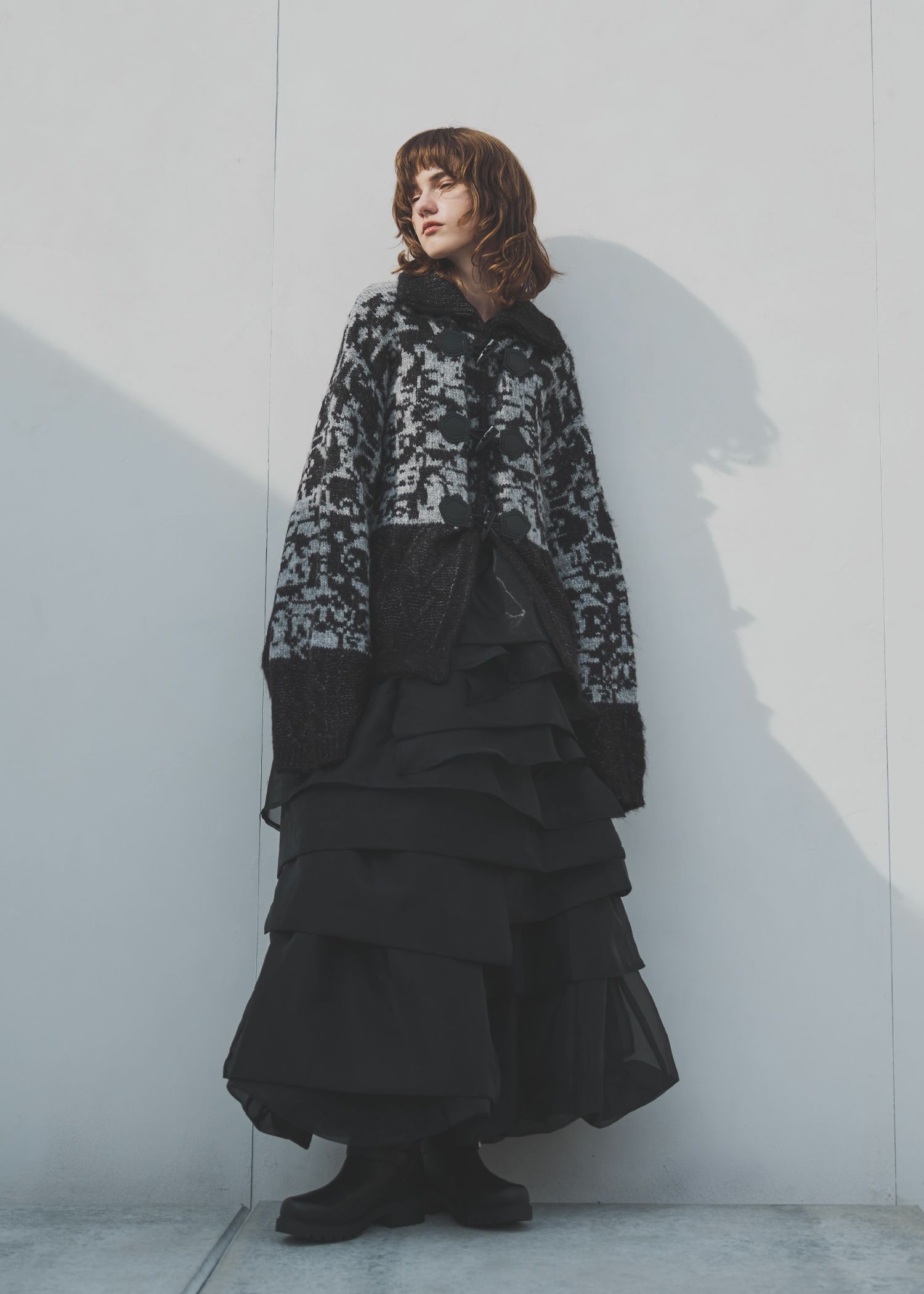 jacquard & cable placement  toggle knit