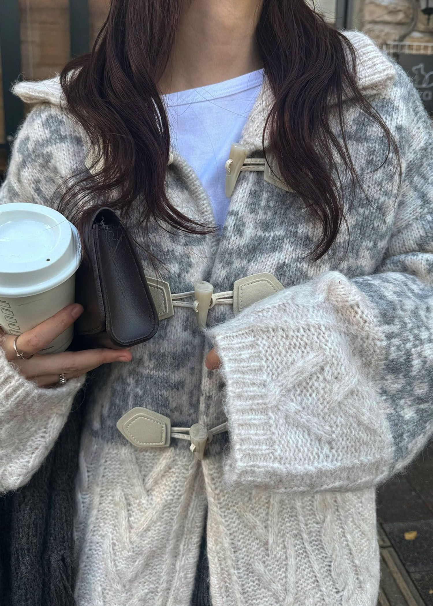 jacquard & cable placement  toggle knit