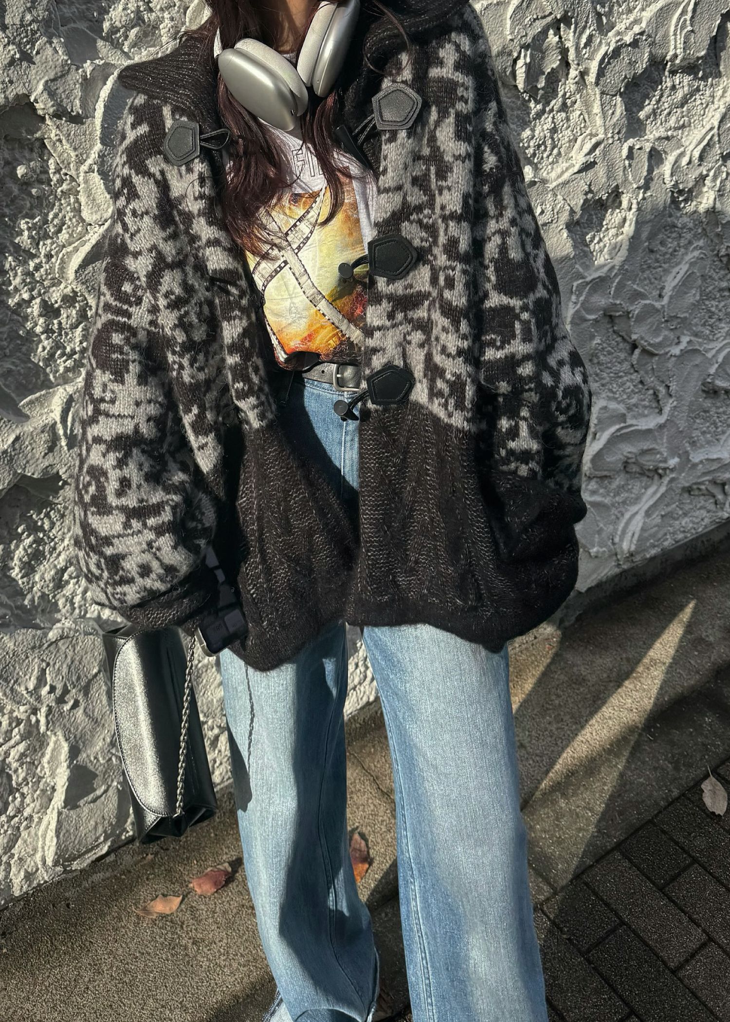 jacquard & cable placement  toggle knit