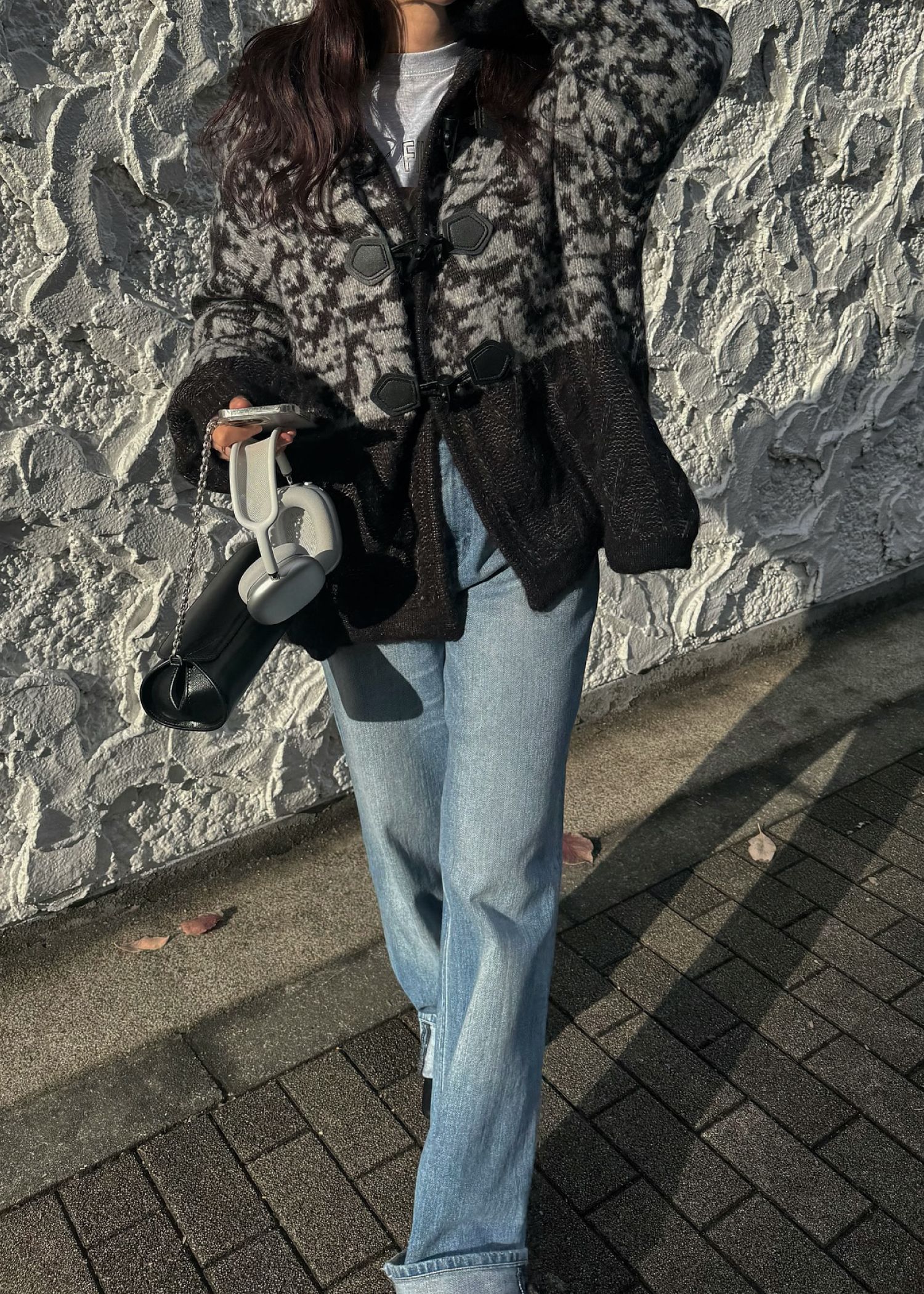 jacquard & cable placement  toggle knit