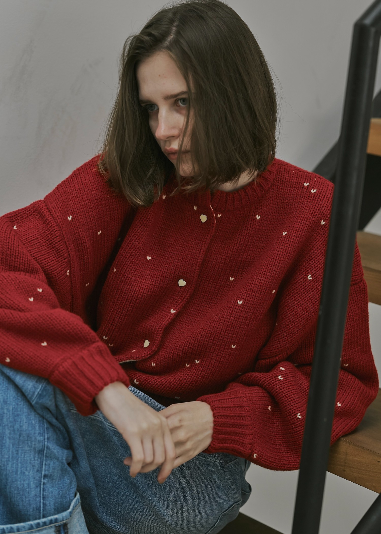 ウィルフリー　heart dot jacquard cardiganタン WILLFULLY official web store（ウィルフリーコウシキツウハン