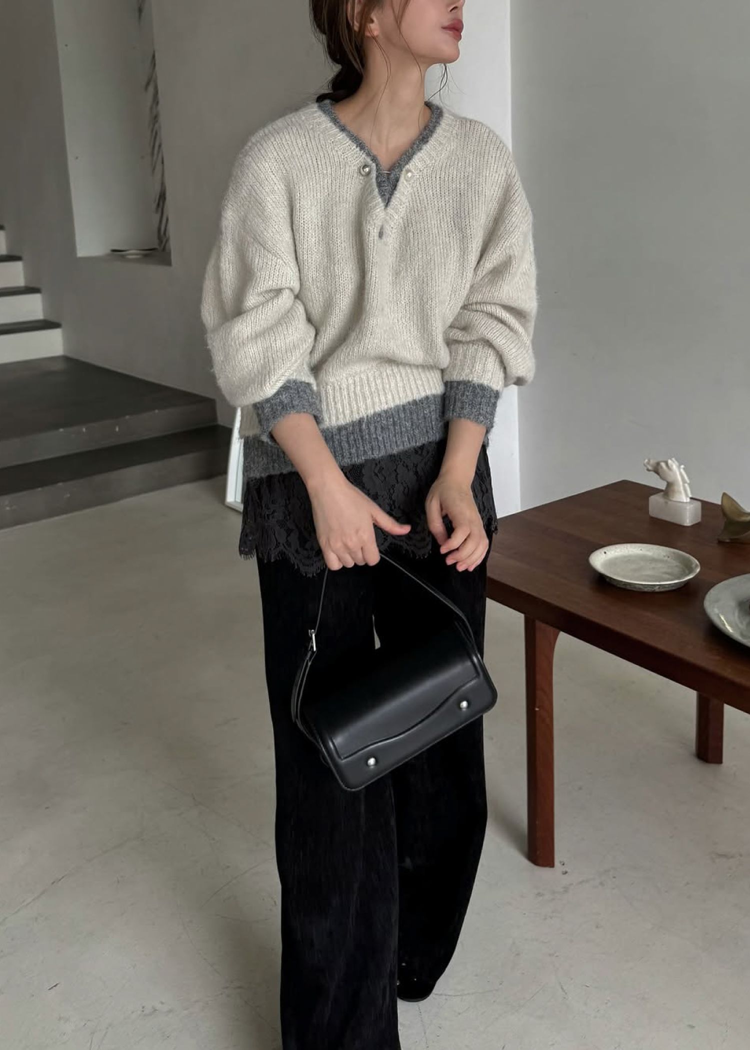 double rib layered like broach knit