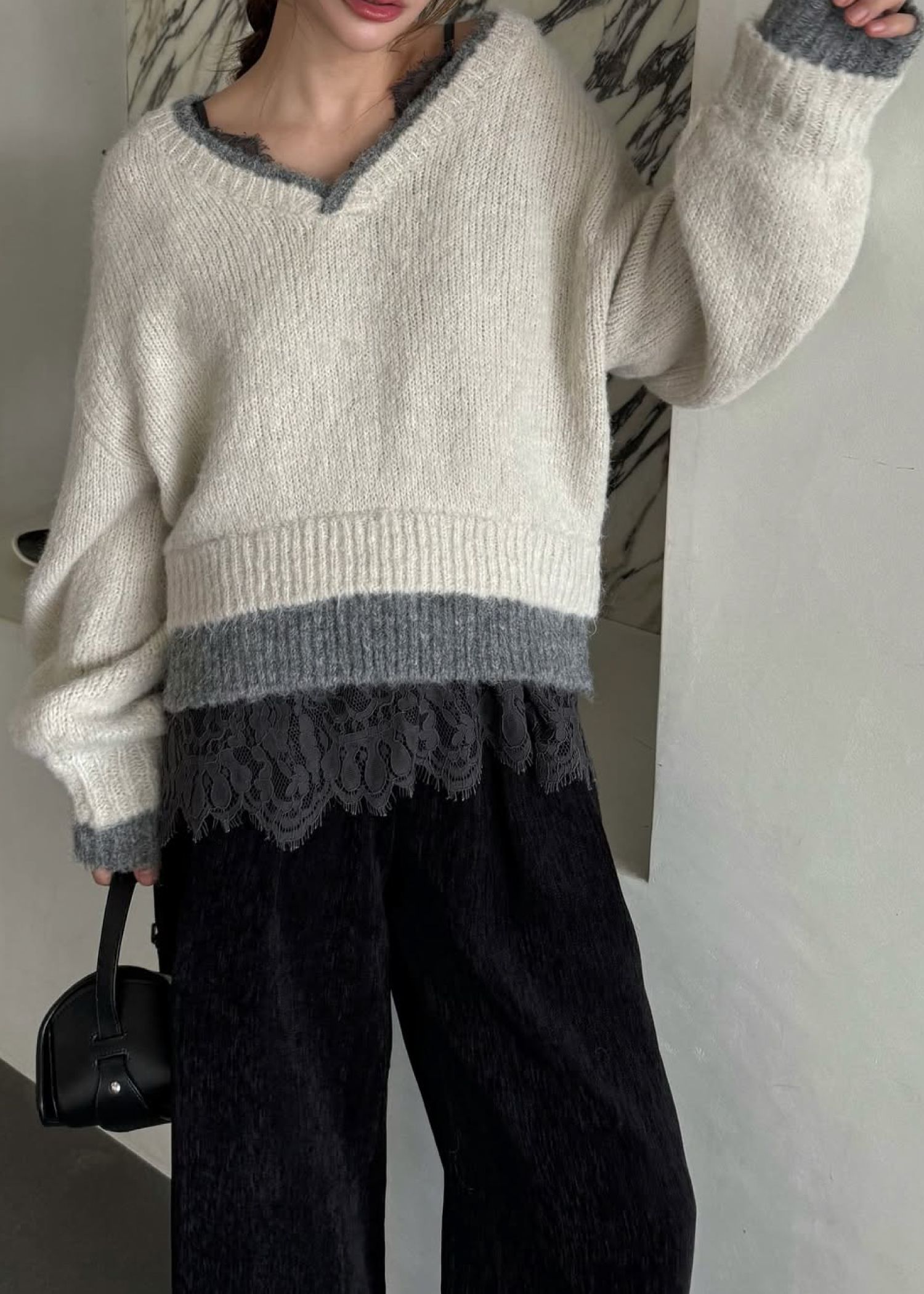 double rib layered like broach knit