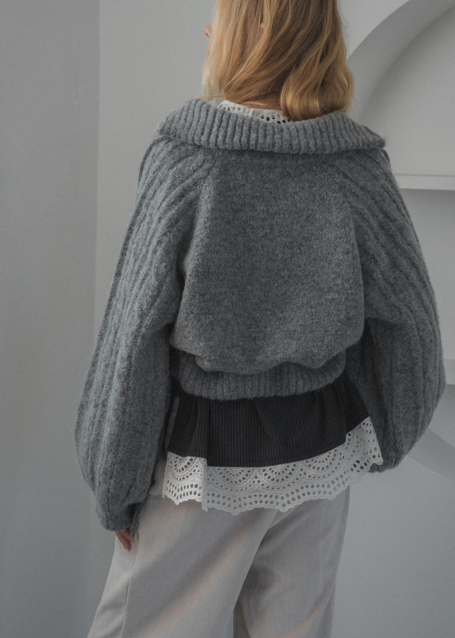 half zip cropped knit pullover