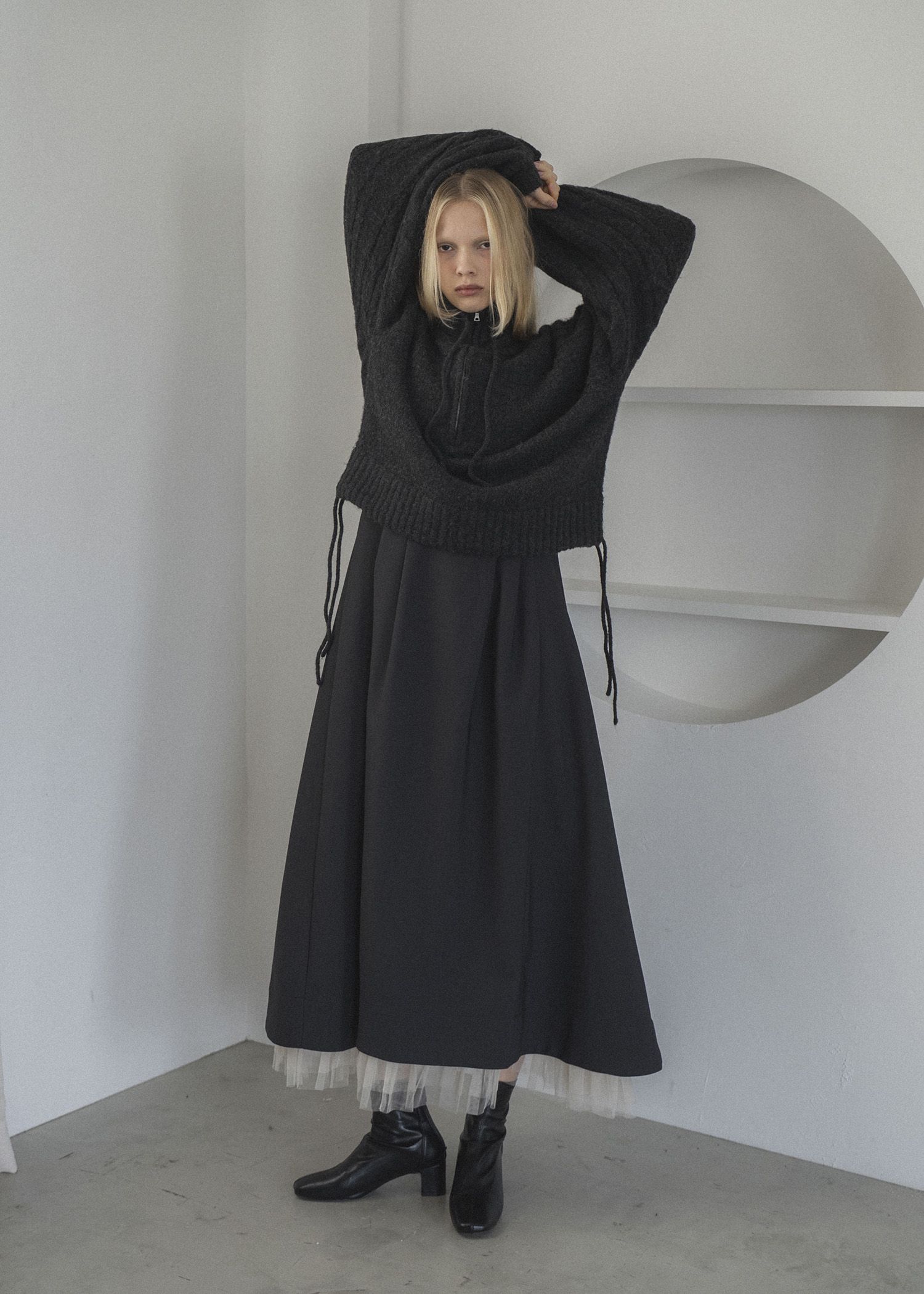 half zip cropped knit pullover