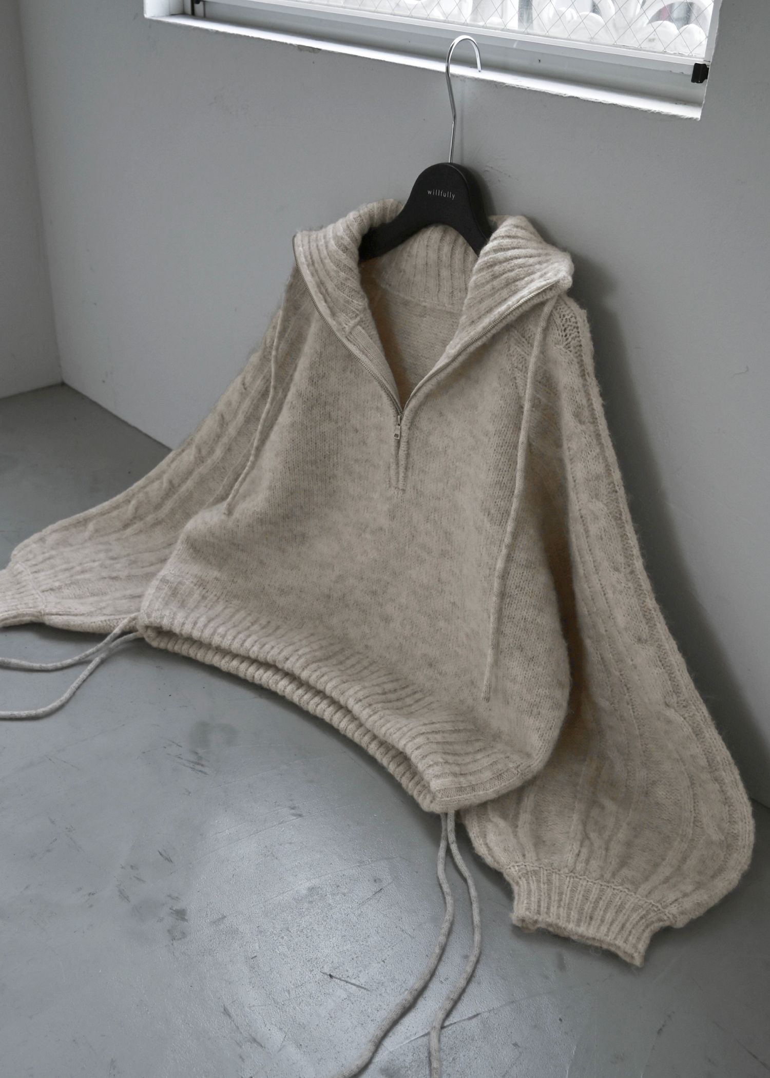 half zip cropped knit pullover