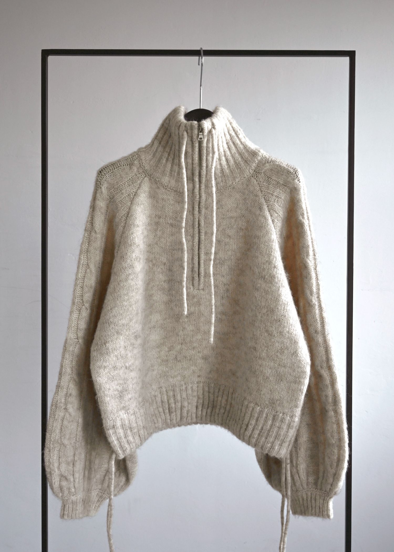 half zip cropped knit pullover