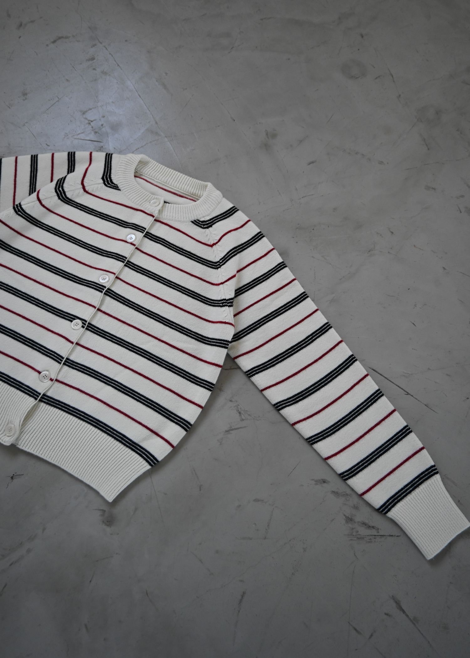 multi border raglan knit cardigan