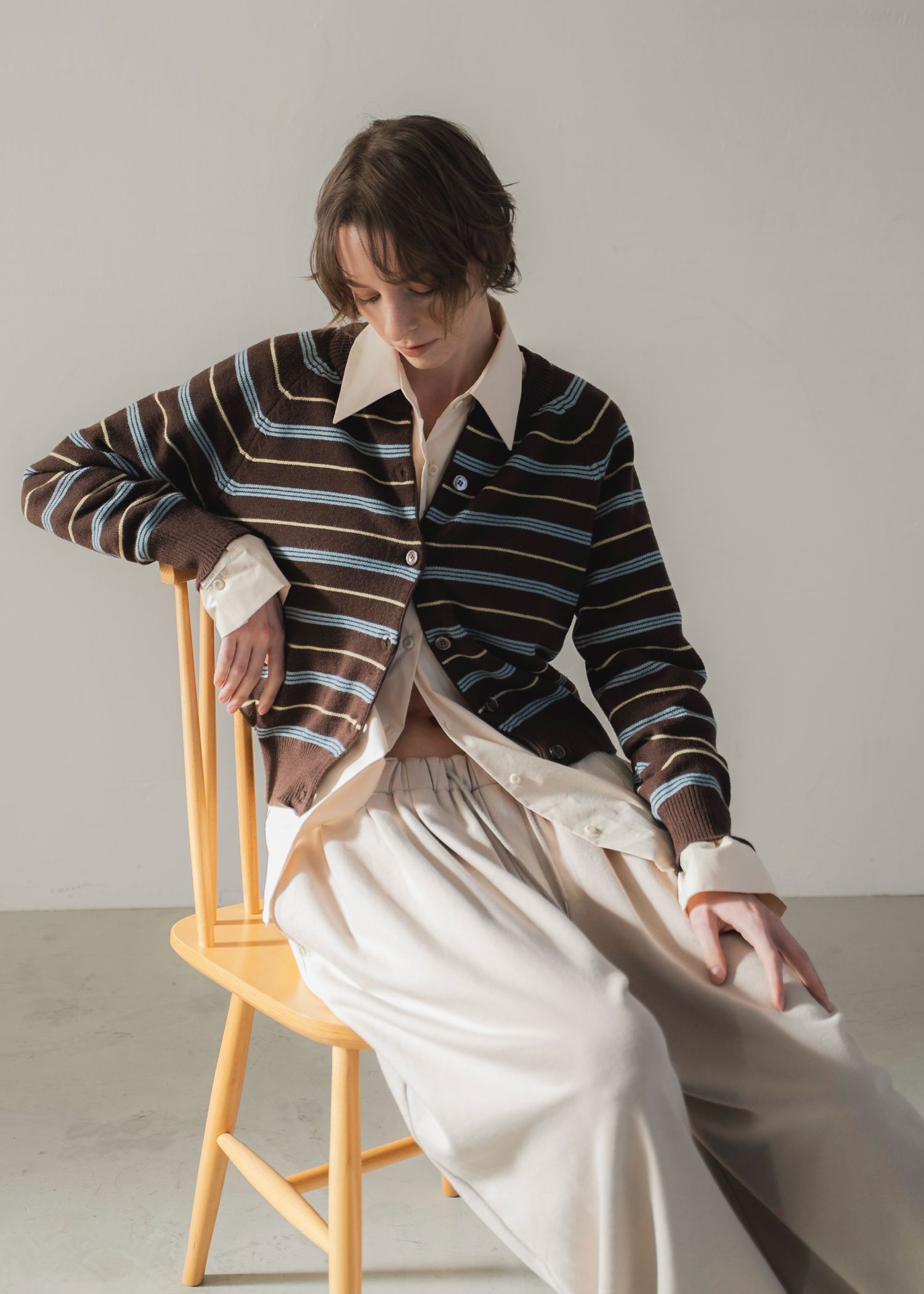 multi border raglan knit cardigan