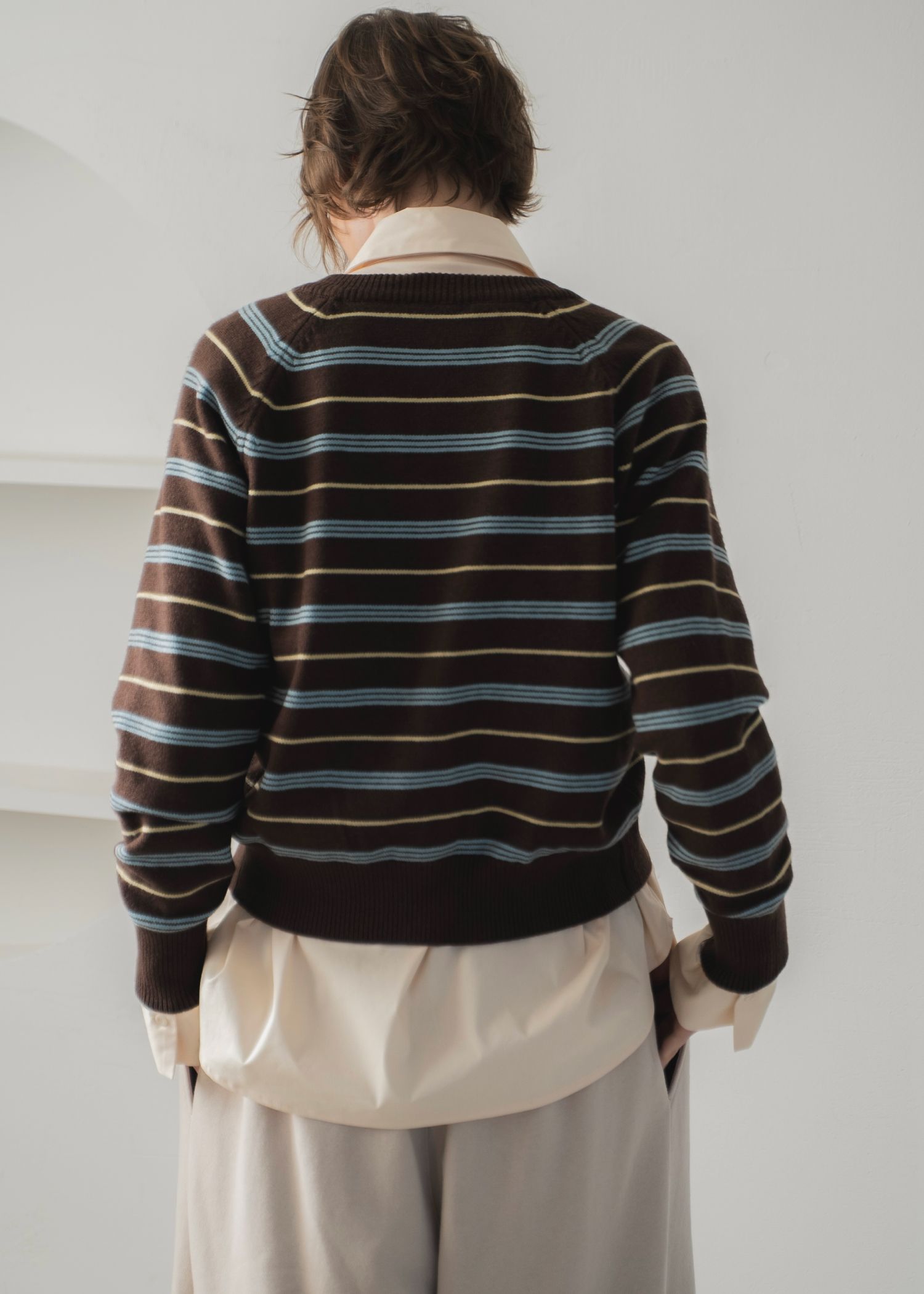 multi border raglan knit cardigan