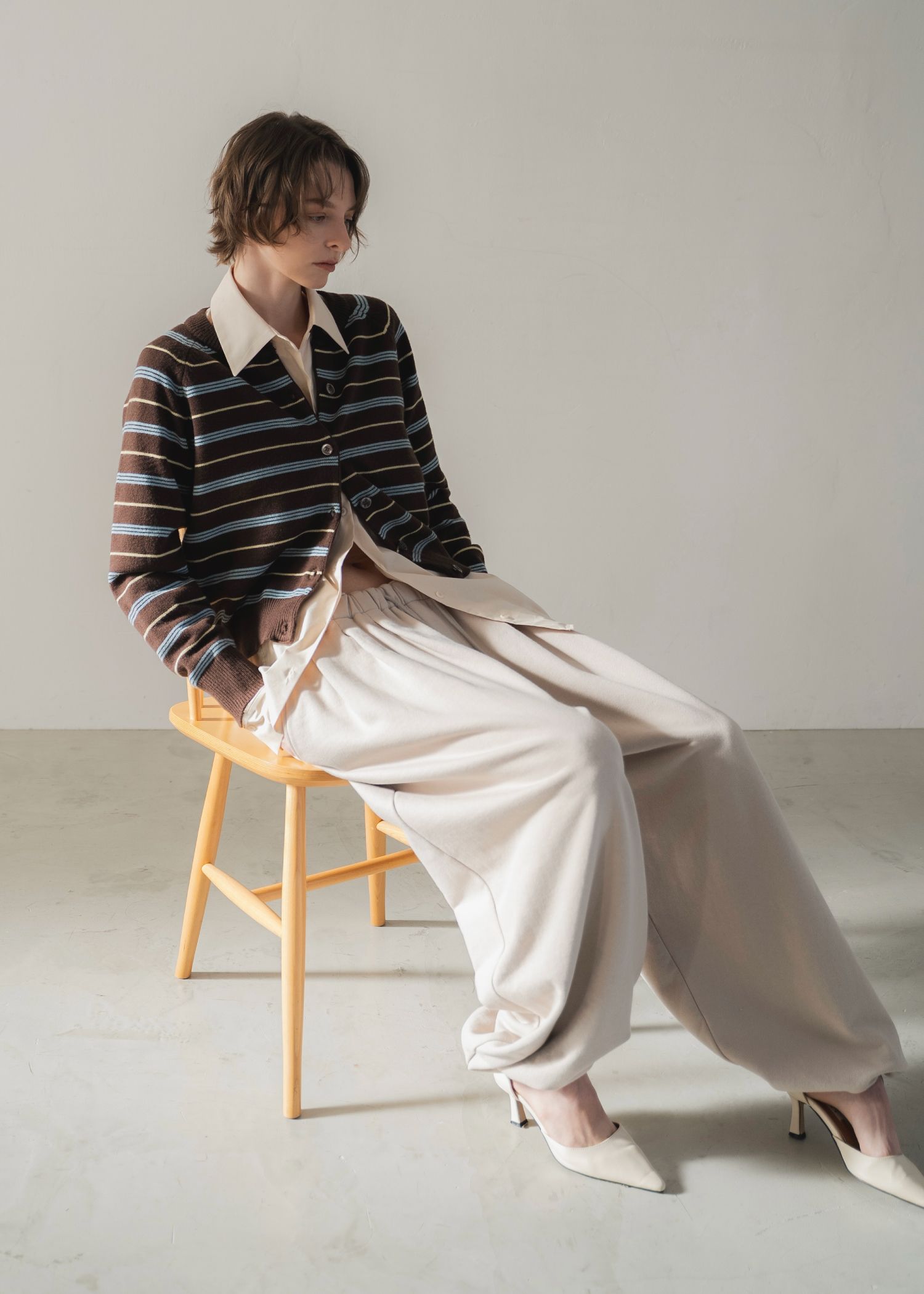 multi border raglan knit cardigan