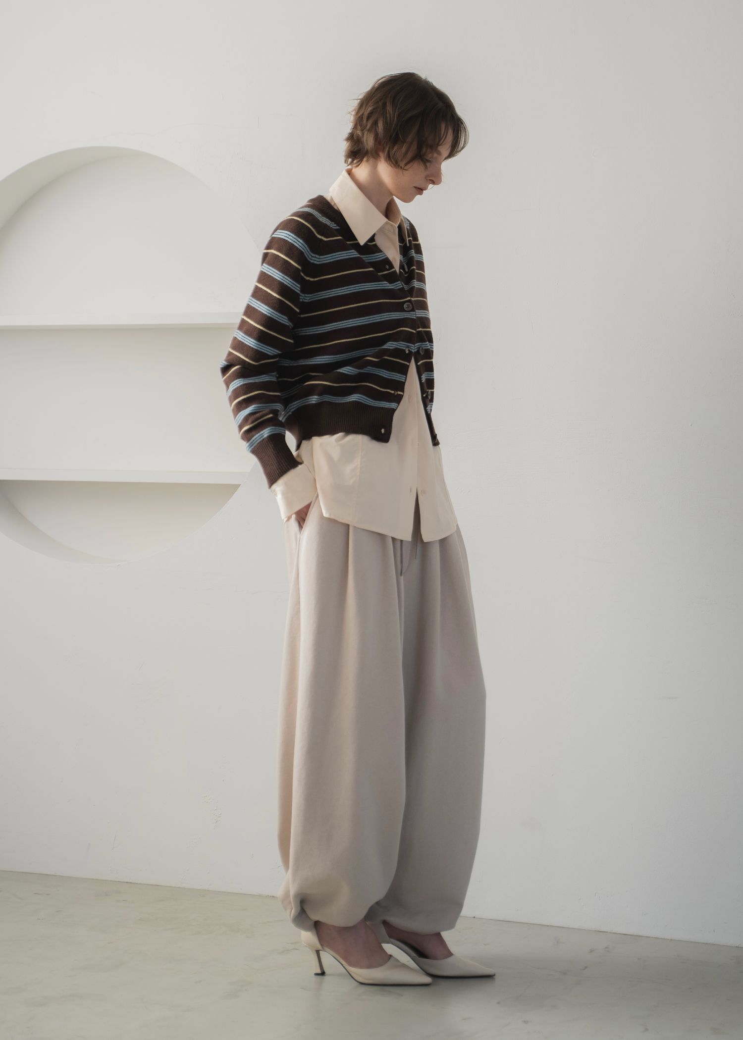 multi border raglan knit cardigan