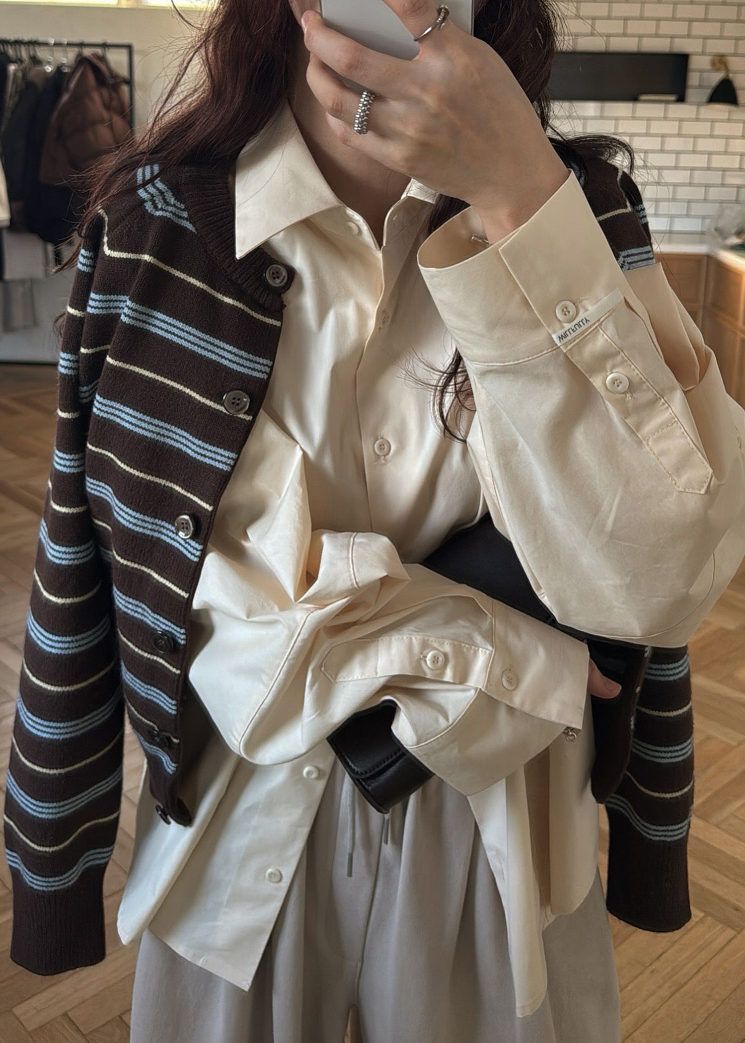 multi border raglan knit cardigan