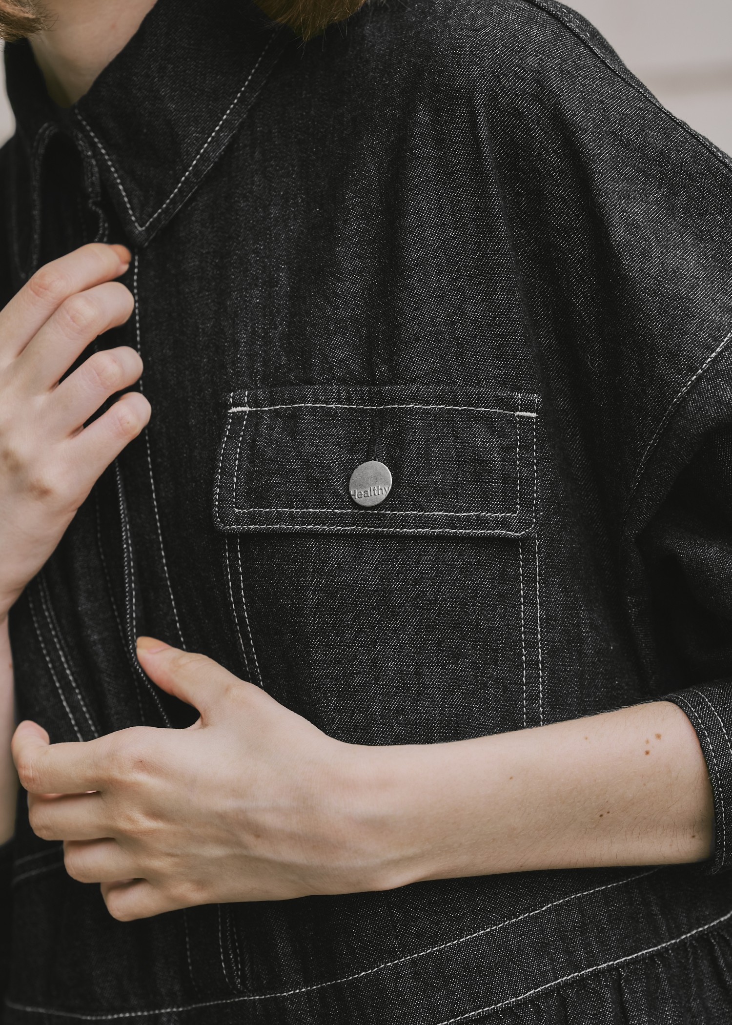 【Healthy DENIM × WILLFULLY】"Aphrodite" tiered denim shirt OP