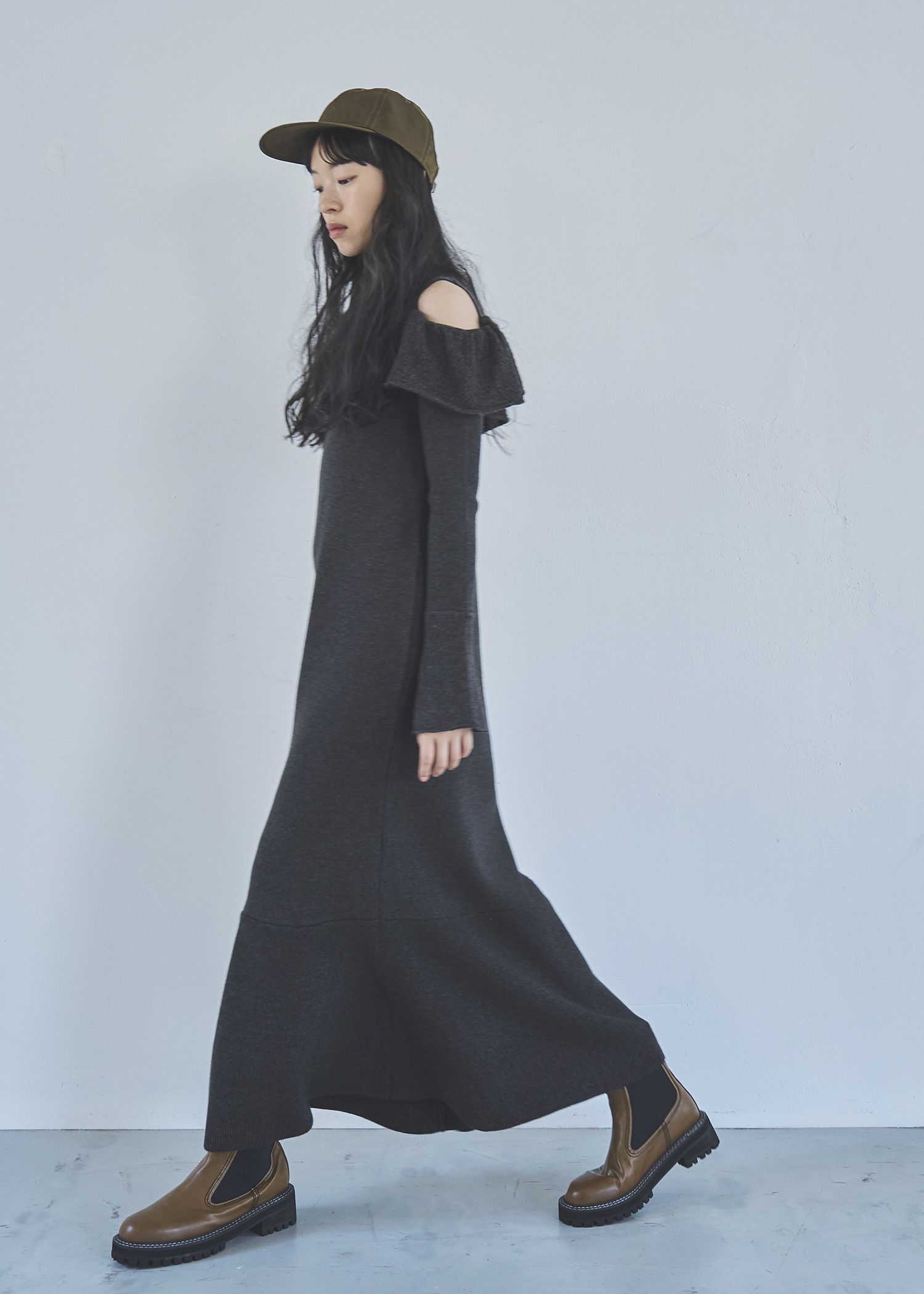 shoulder slit frill mermaid knit OP