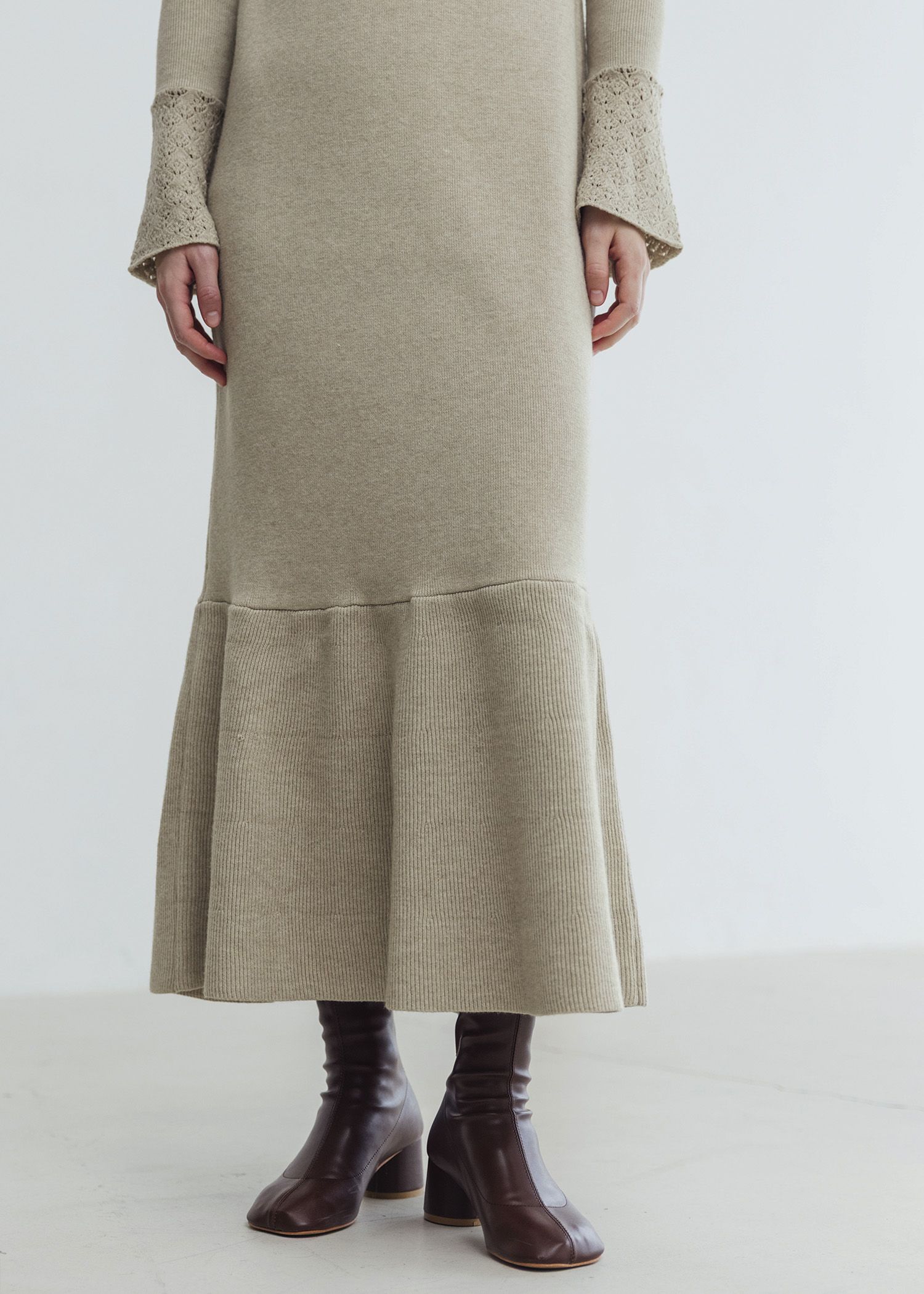 shoulder slit frill mermaid knit OP