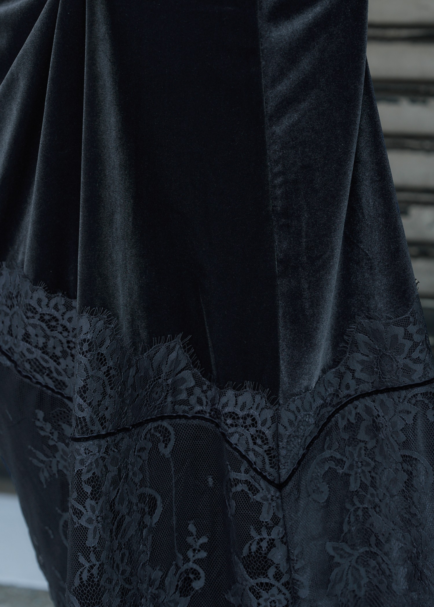 dot tulle panel lace velour OP