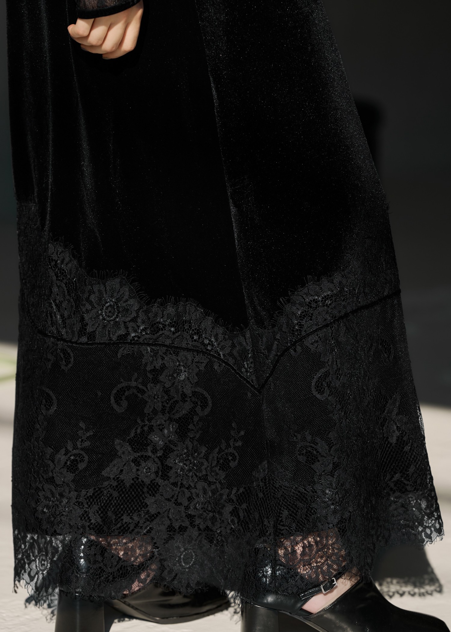 dot tulle panel lace velour OP