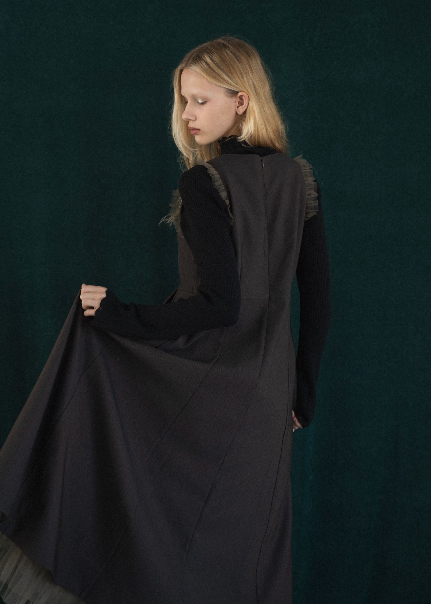 nosleeve hem tiered tulle kersey OP