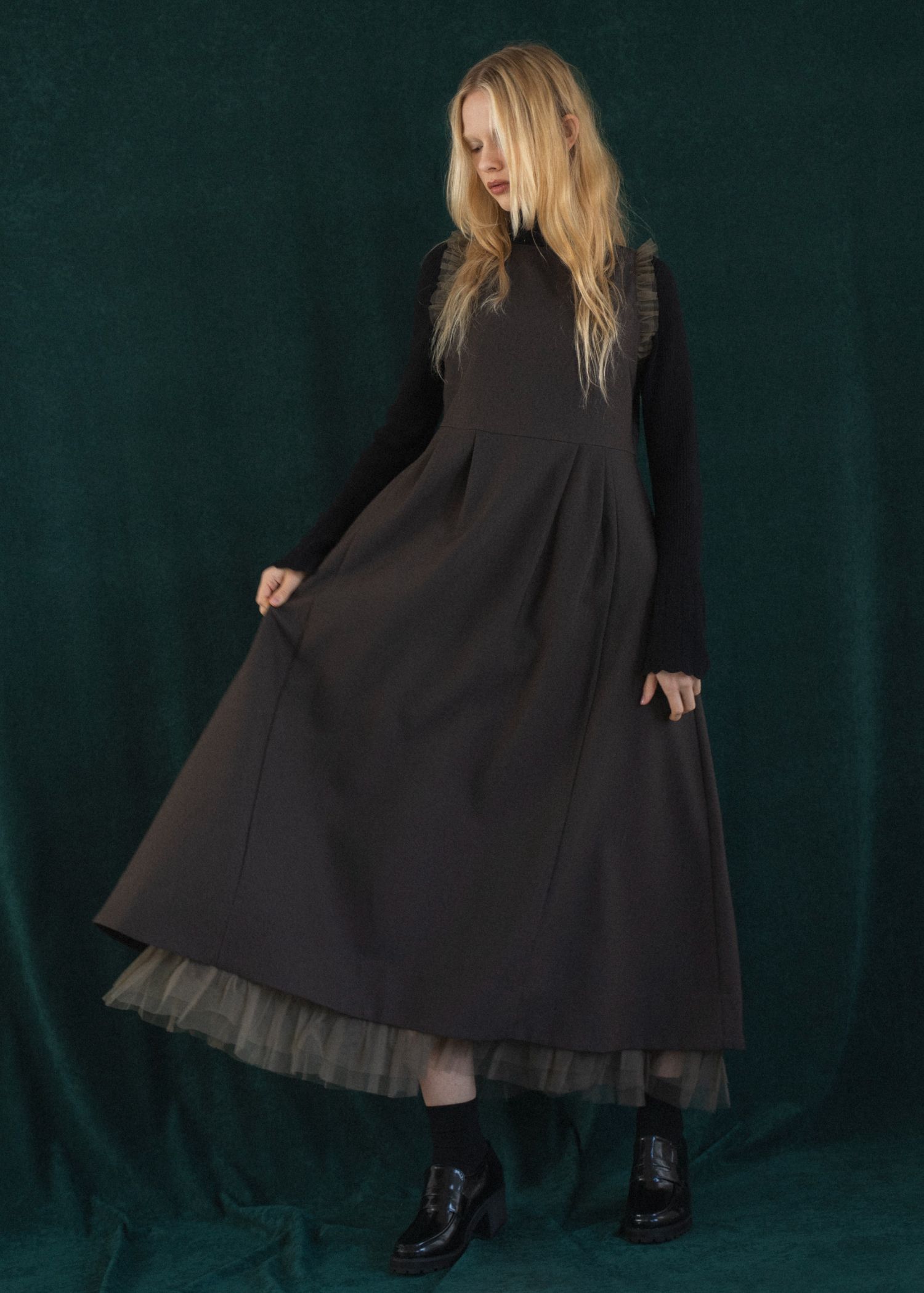 nosleeve hem tiered tulle kersey OP