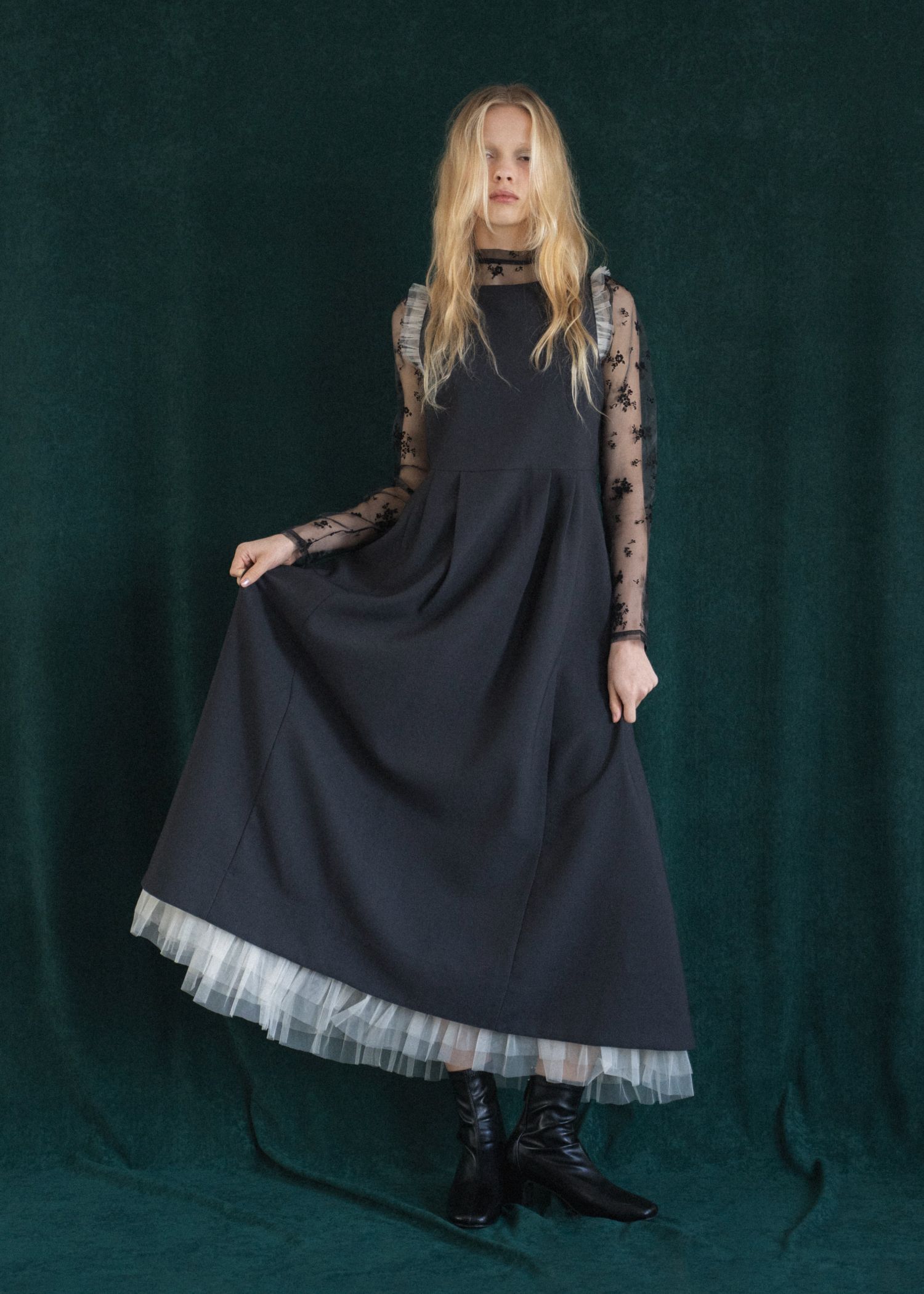 nosleeve hem tiered tulle kersey OP