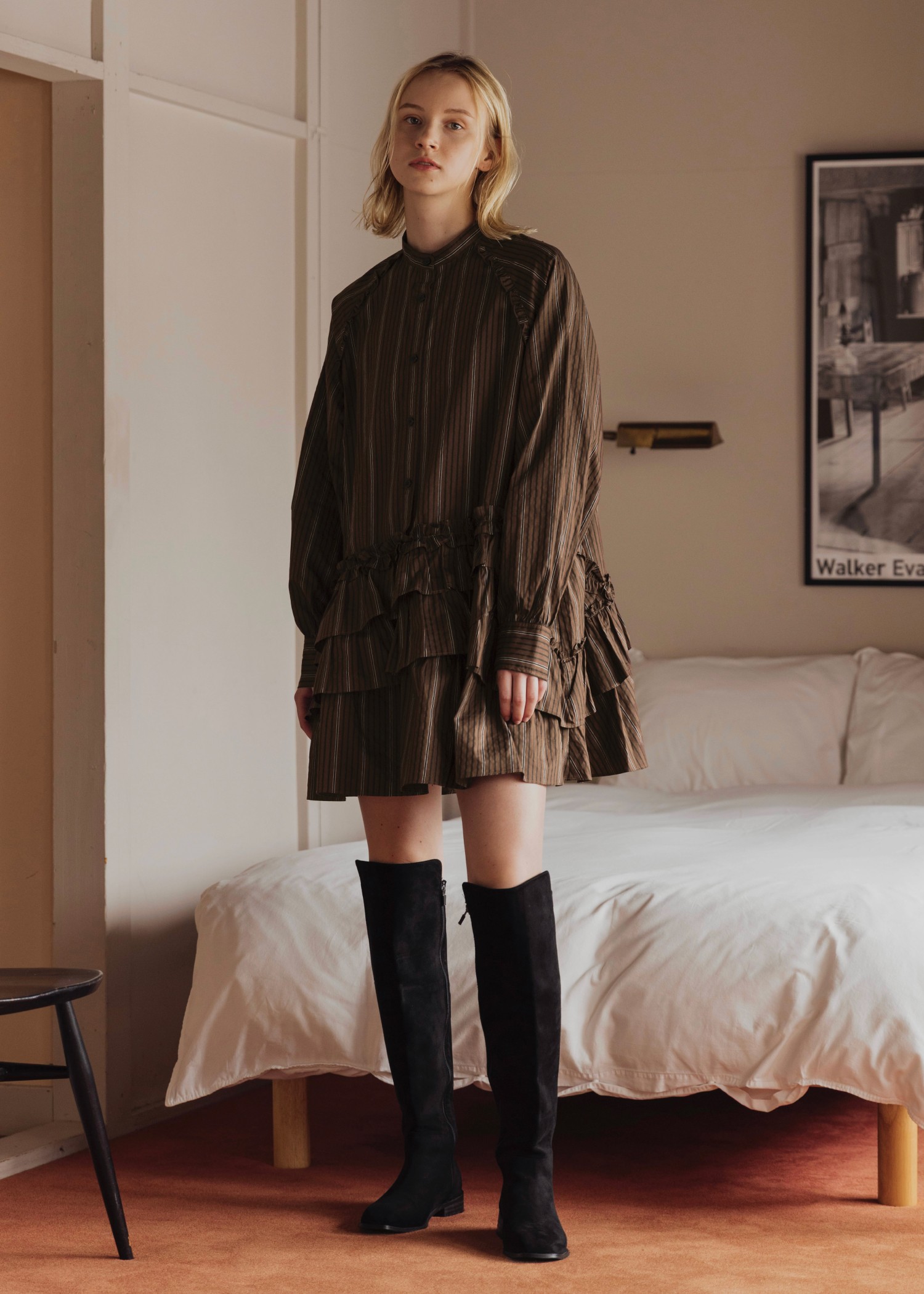 希望額変更☆willfully ウィルフリー ティアードロングワンピース WILLFULLY（ウィルフリー）の「tiered dot stand collar OP