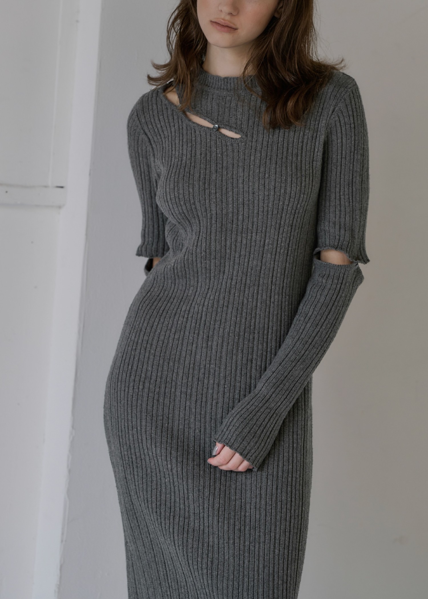 random rib removable sleeve knit OP
