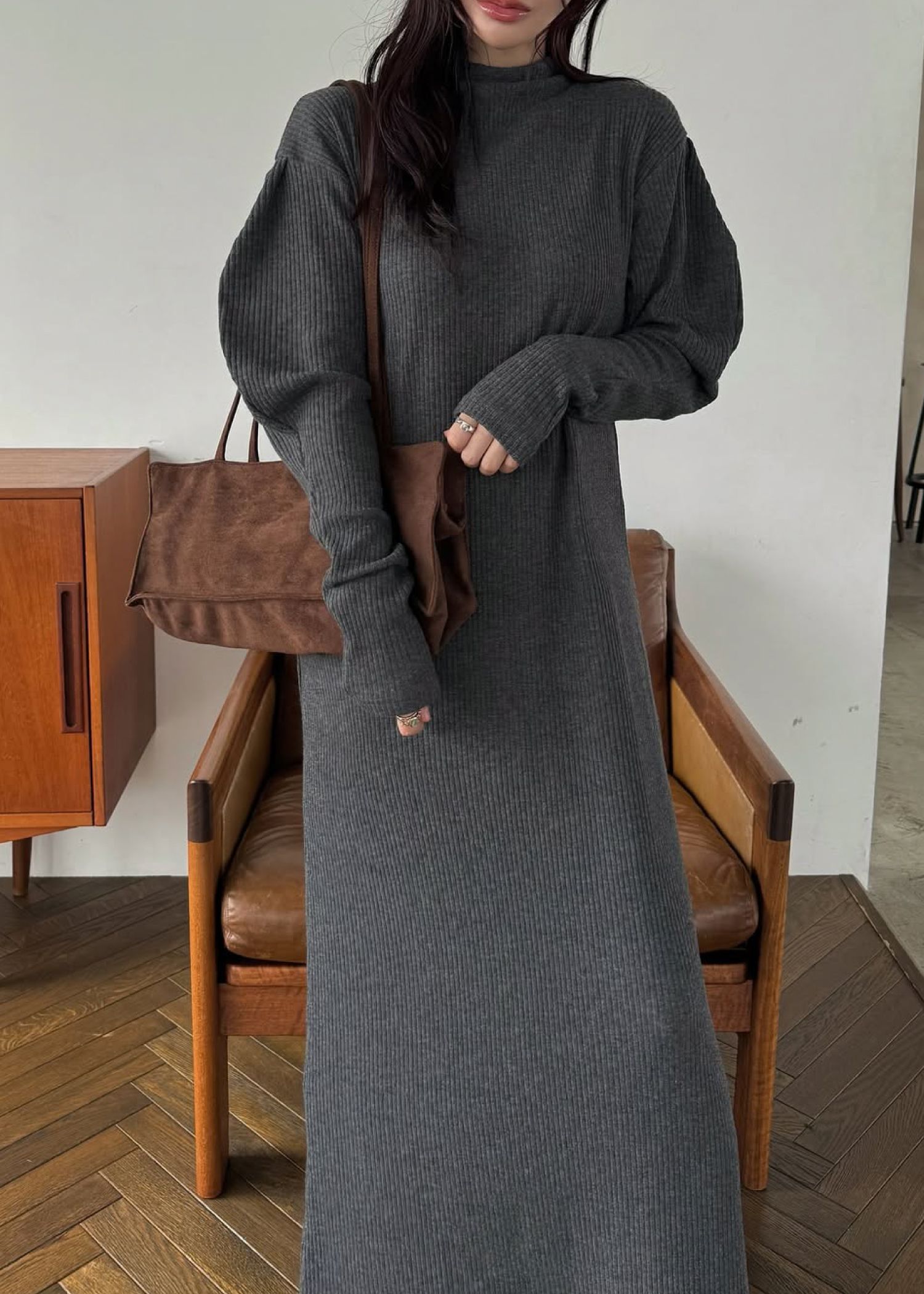 volume sleeve high neck rib OP