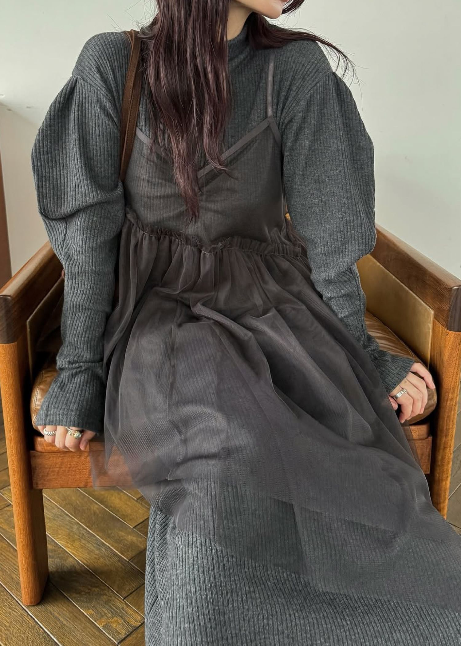 asymmetry layered tulle cami OP