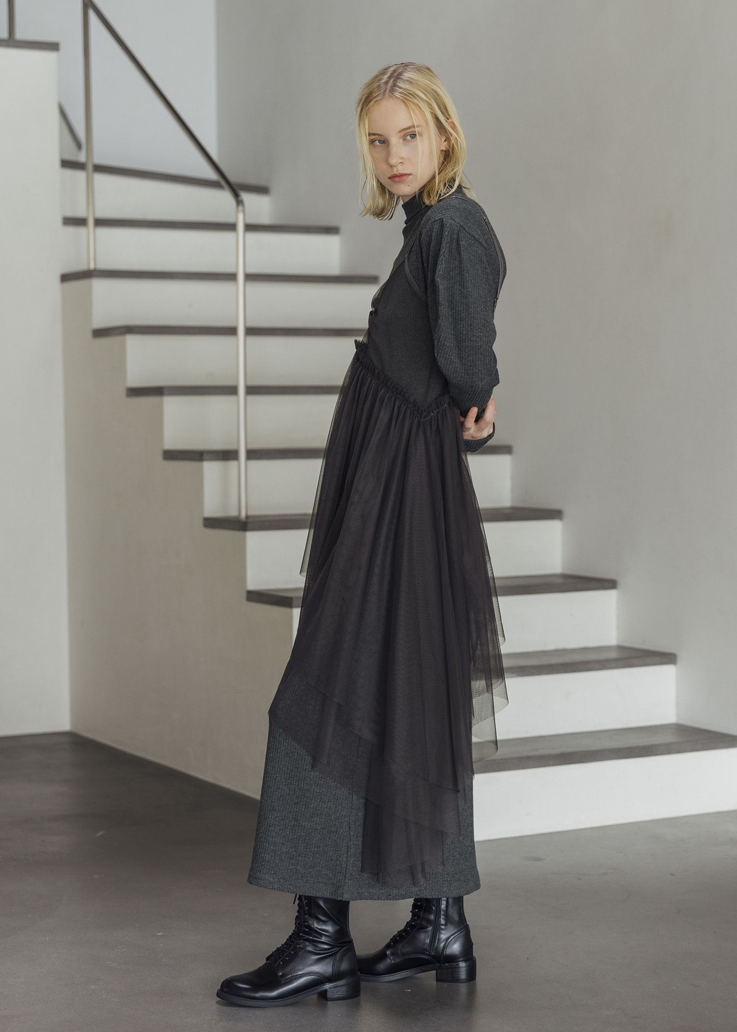 asymmetry layered tulle cami OP