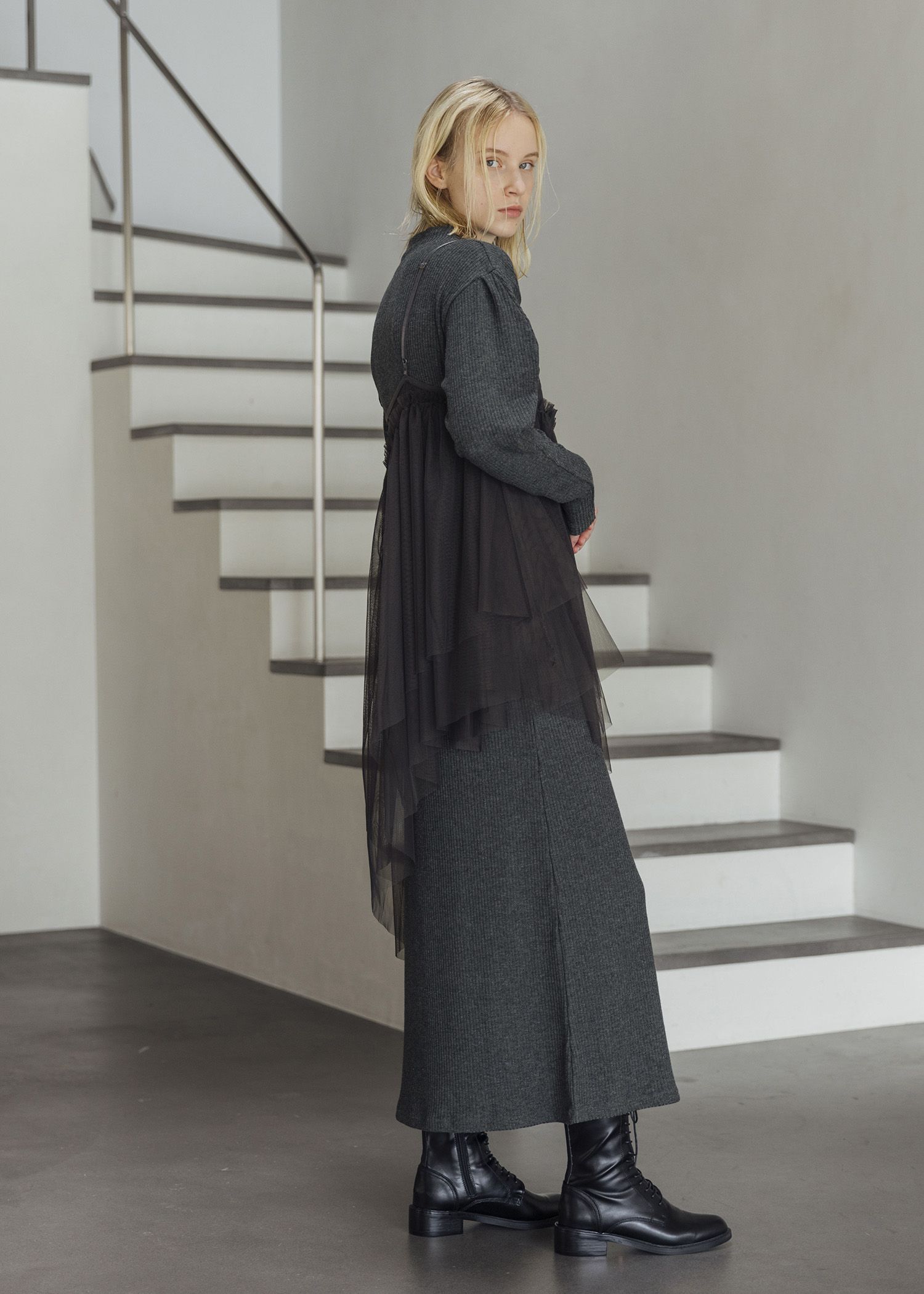 asymmetry layered tulle cami OP