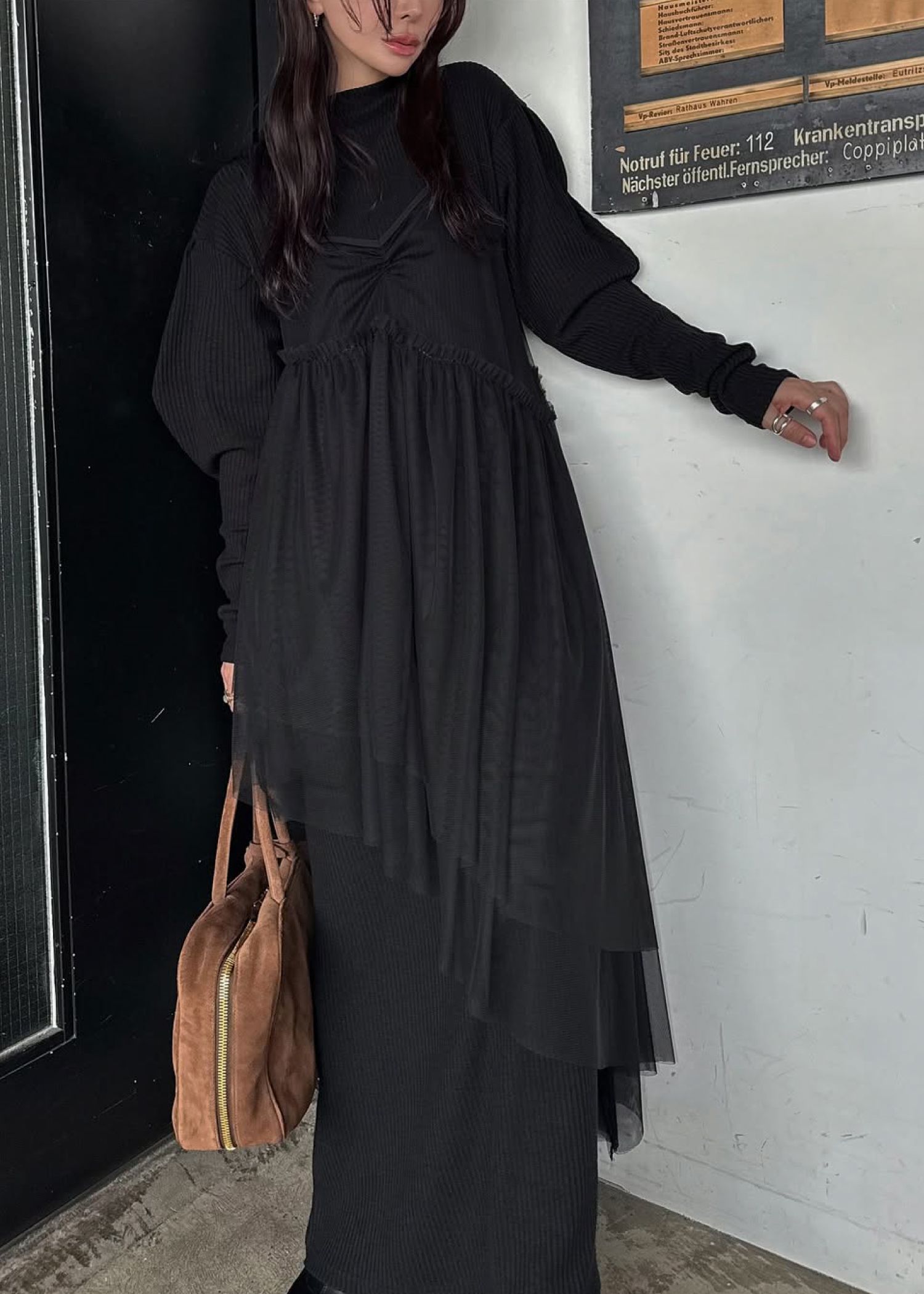 asymmetry layered tulle cami OP