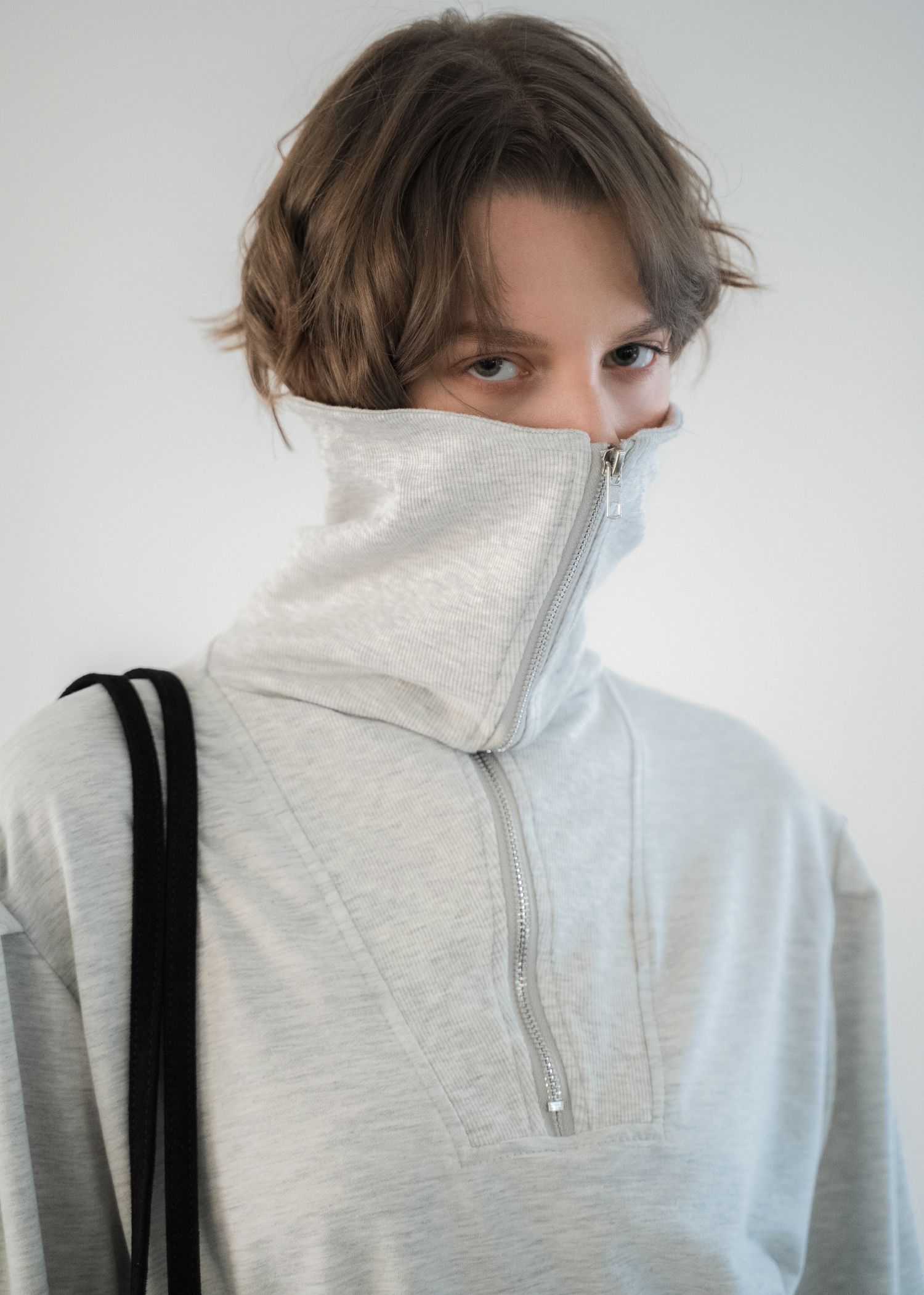 half zip waist drawstring sweat OP