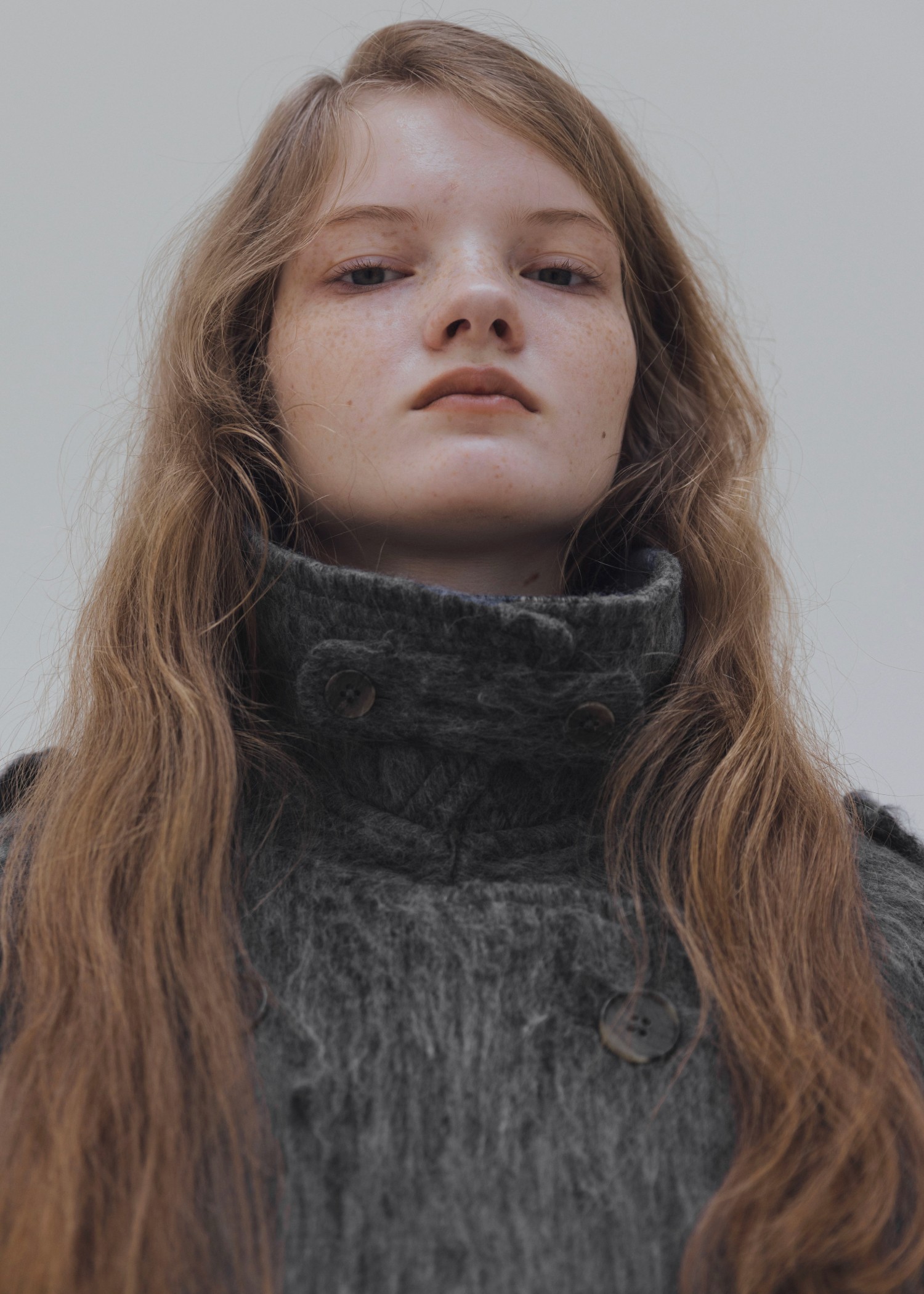 shaggy volume sleeve trench long coat