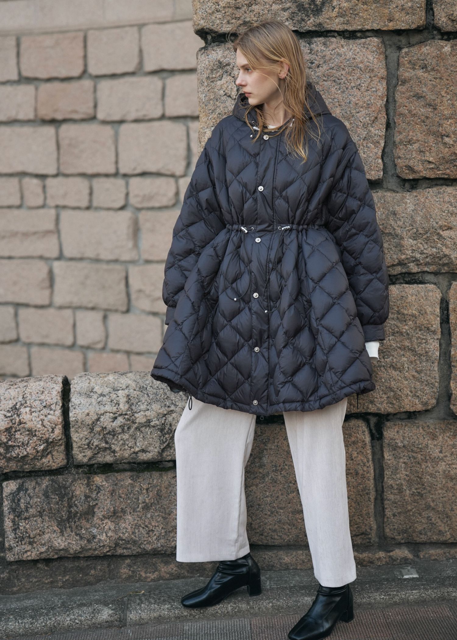 【TAION × WILLFULLY】removable sleeve quilting down coat
