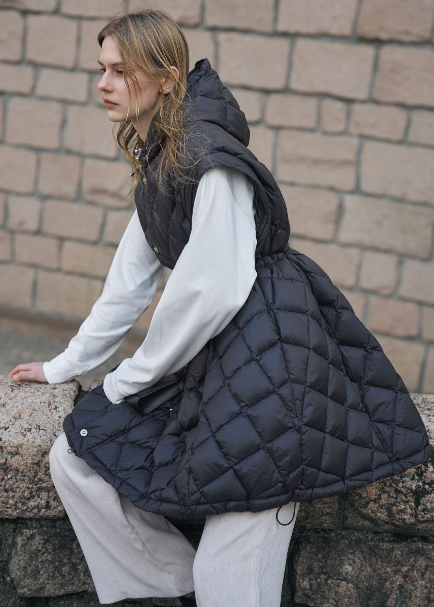 【TAION × WILLFULLY】removable sleeve quilting down coat
