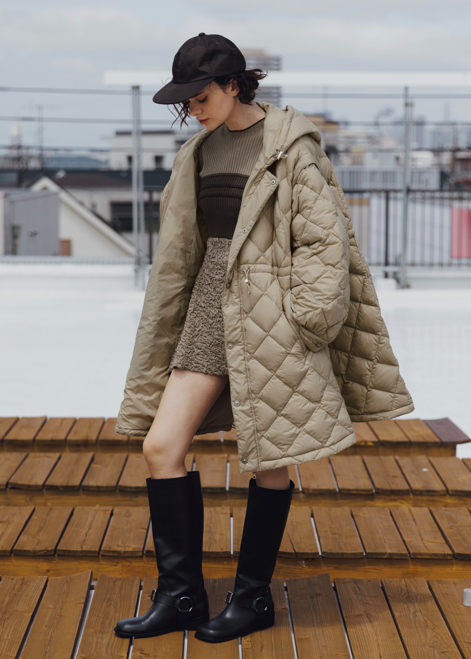 【TAION × WILLFULLY】removable sleeve quilting down coat
