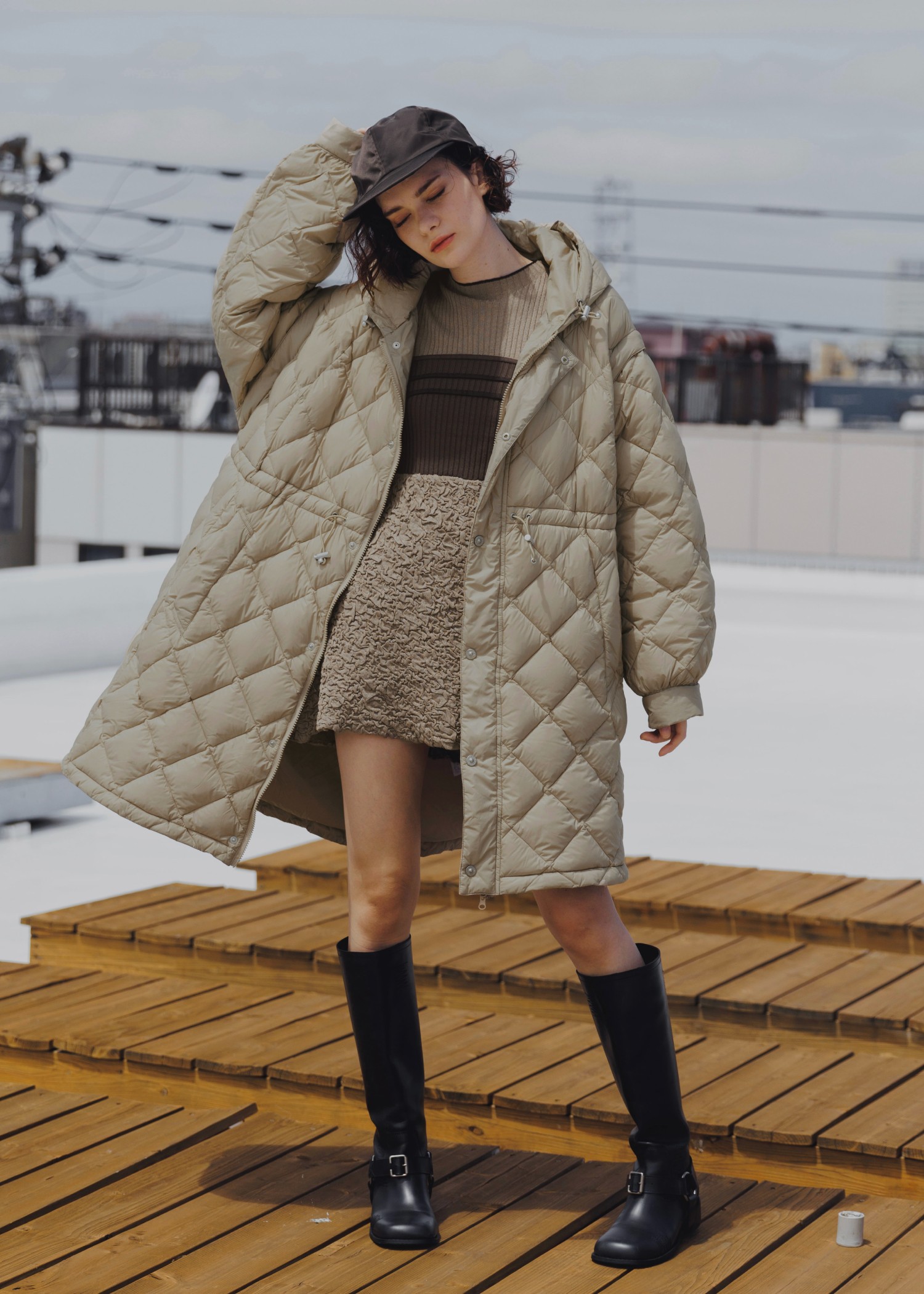 【TAION × WILLFULLY】removable sleeve quilting down coat