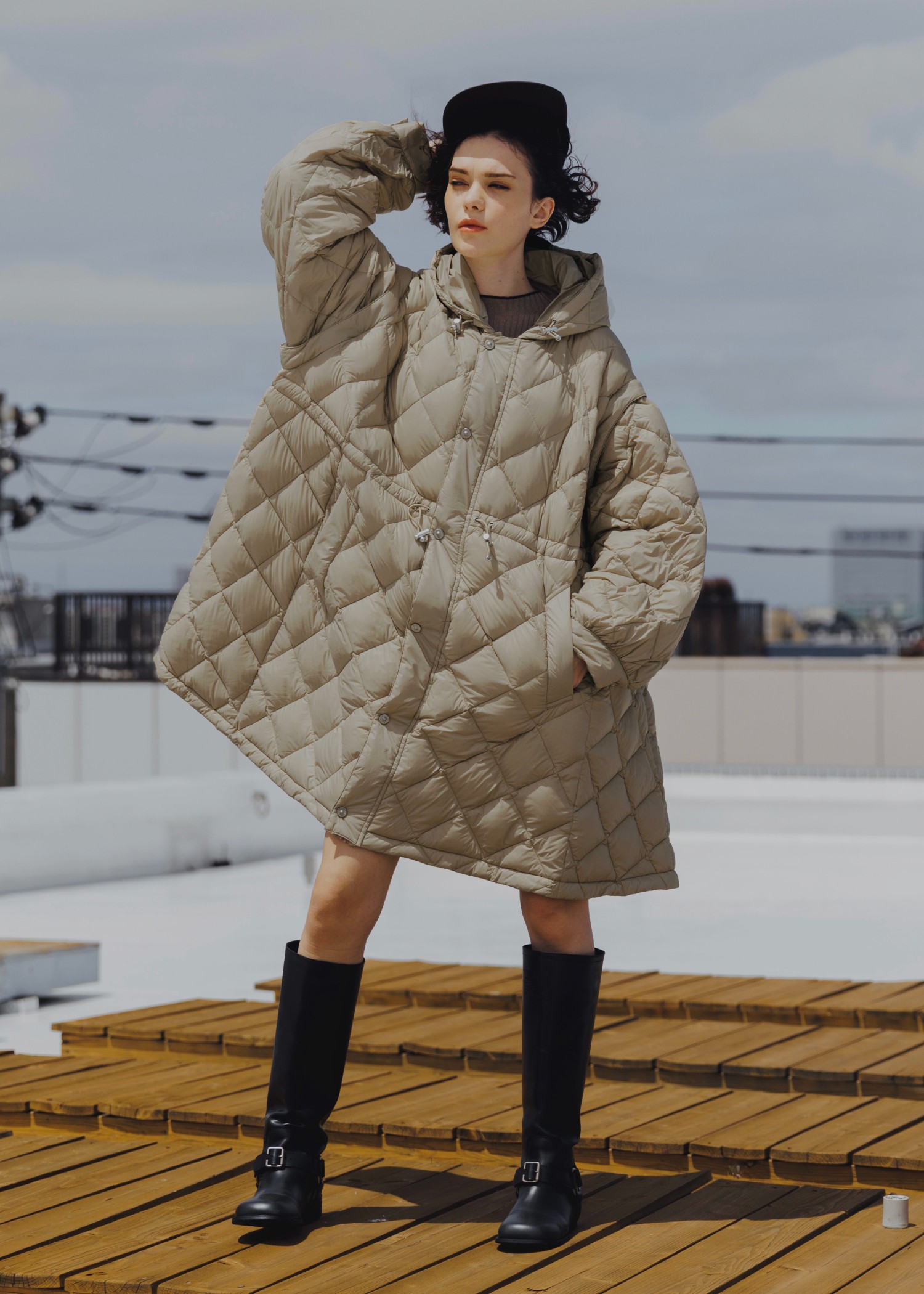 【TAION × WILLFULLY】removable sleeve quilting down coat