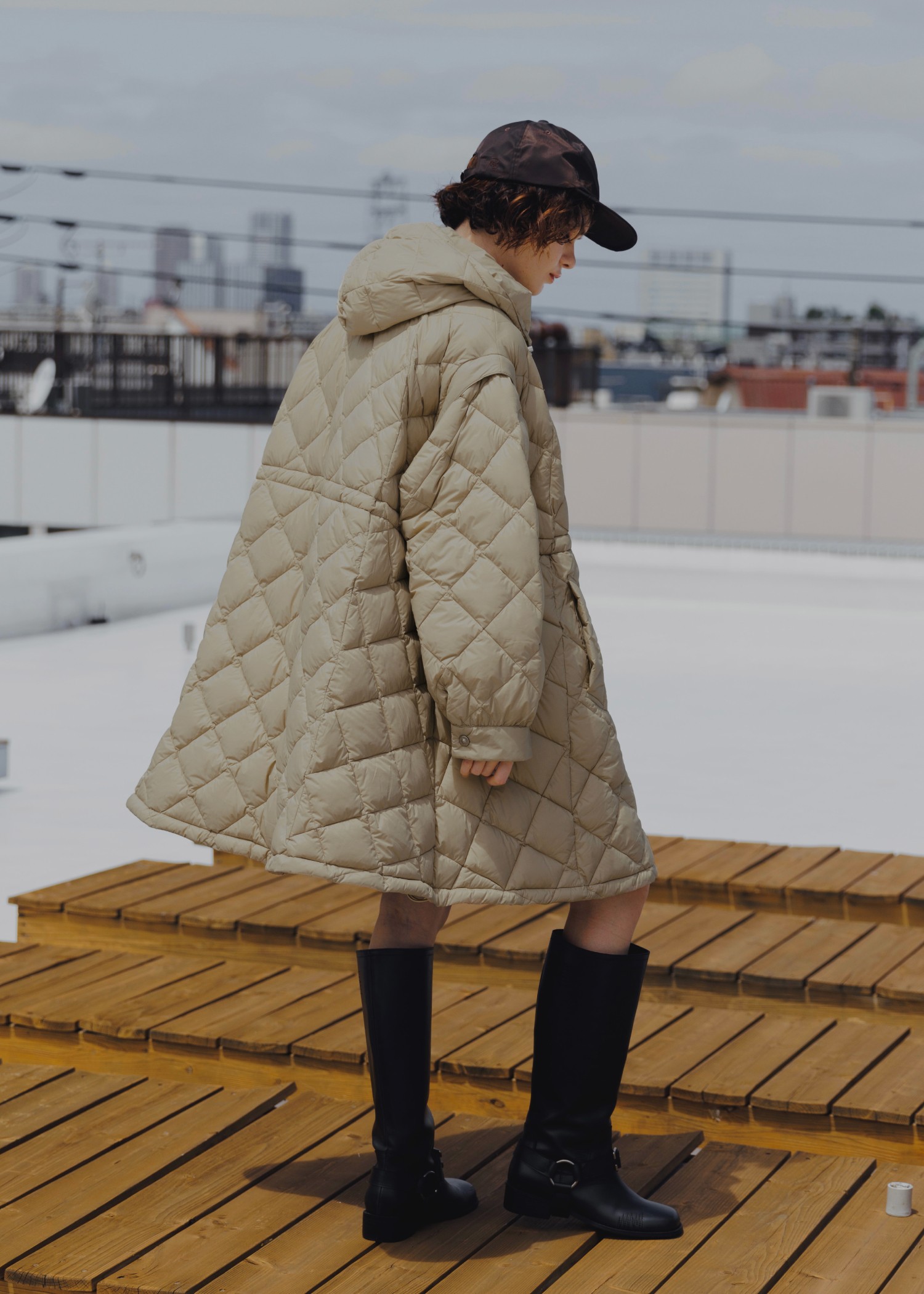 【TAION × WILLFULLY】removable sleeve quilting down coat