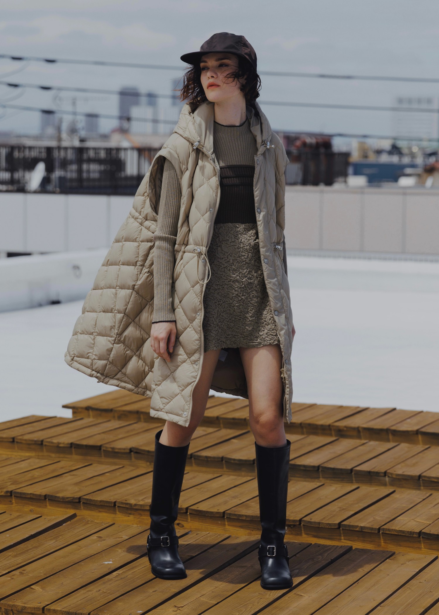 【TAION × WILLFULLY】removable sleeve quilting down coat