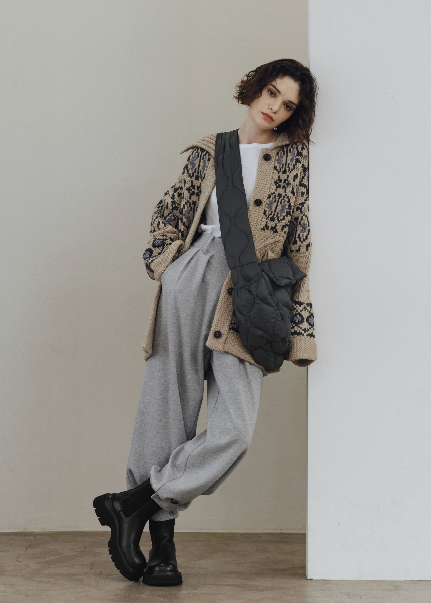 nordic pattern knit cowichan jacket